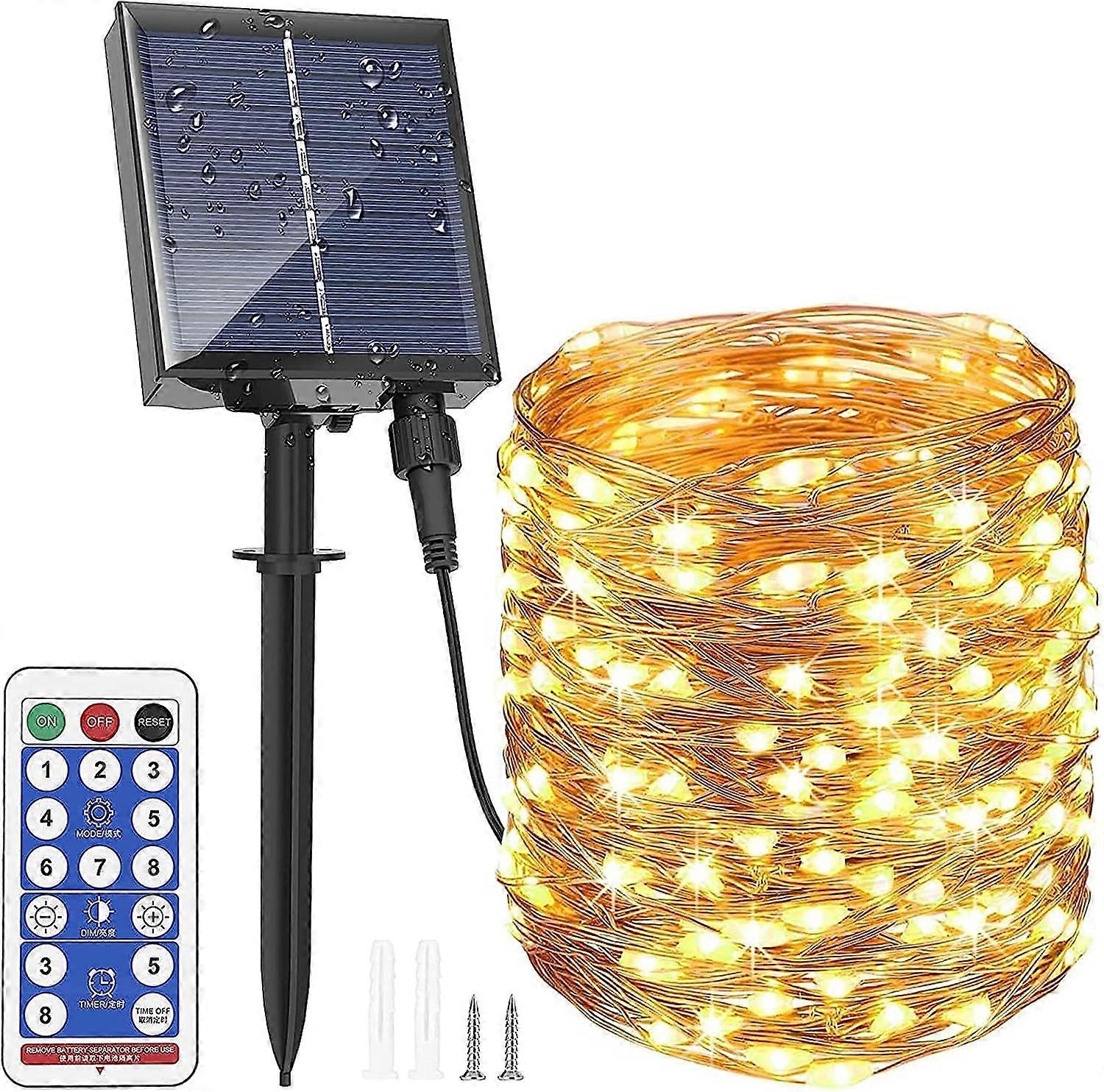 Outdoor solar wreath 30m 300 LED remote controller, 8 lighting modes.
