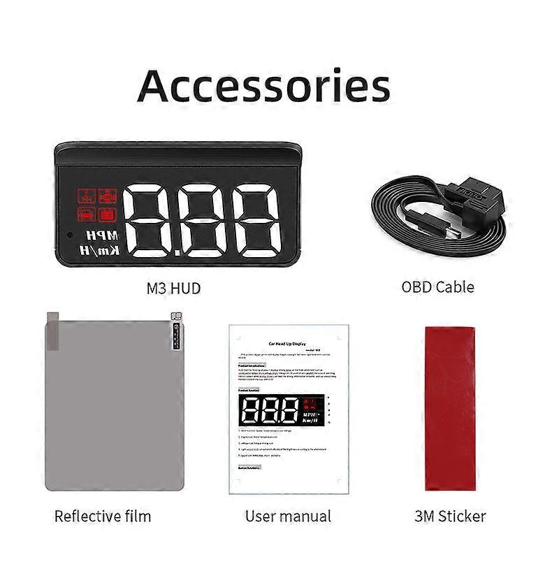HUD Car Head Up Display Speedometer Monitor On Board Computer Windshield Projector Digital Electronic M3 OBD2 Auto Accessories