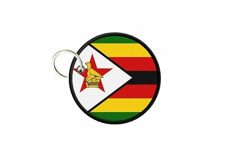 Keychain keys zimbabwe flag printed round round round