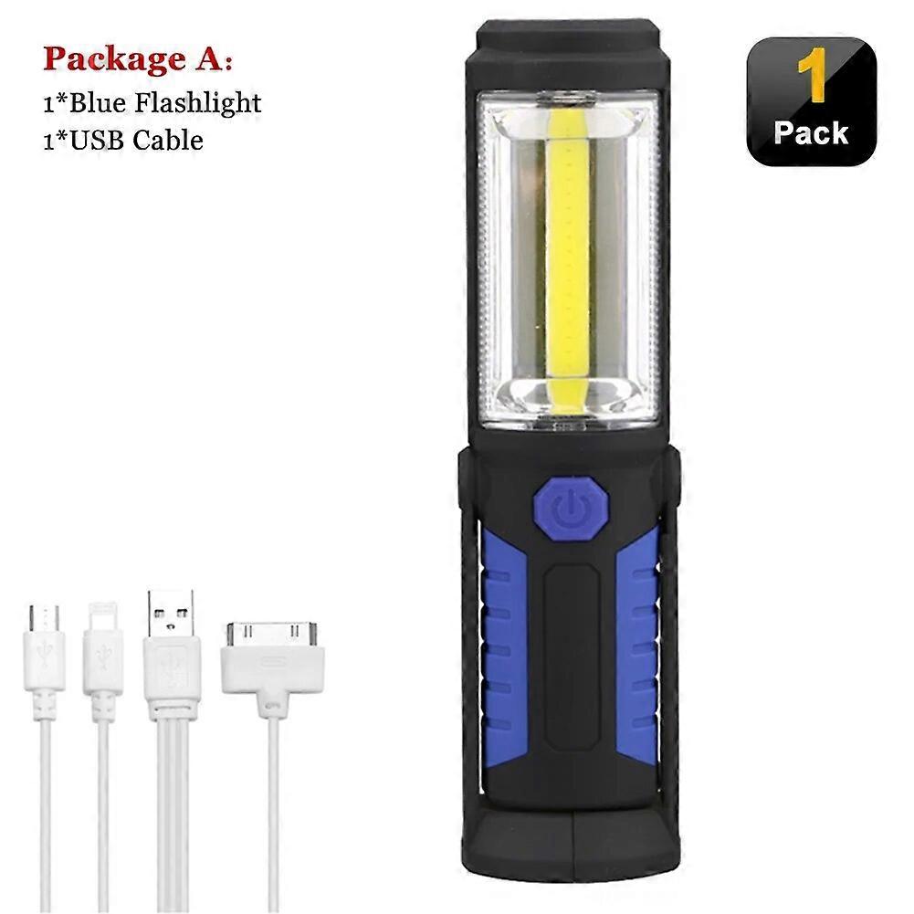 Portable USB Rechargeable COB Night Light Flashlight LED Torch Lantern Work Light Camping Lamp with Built-in Battery Magnet Hook
