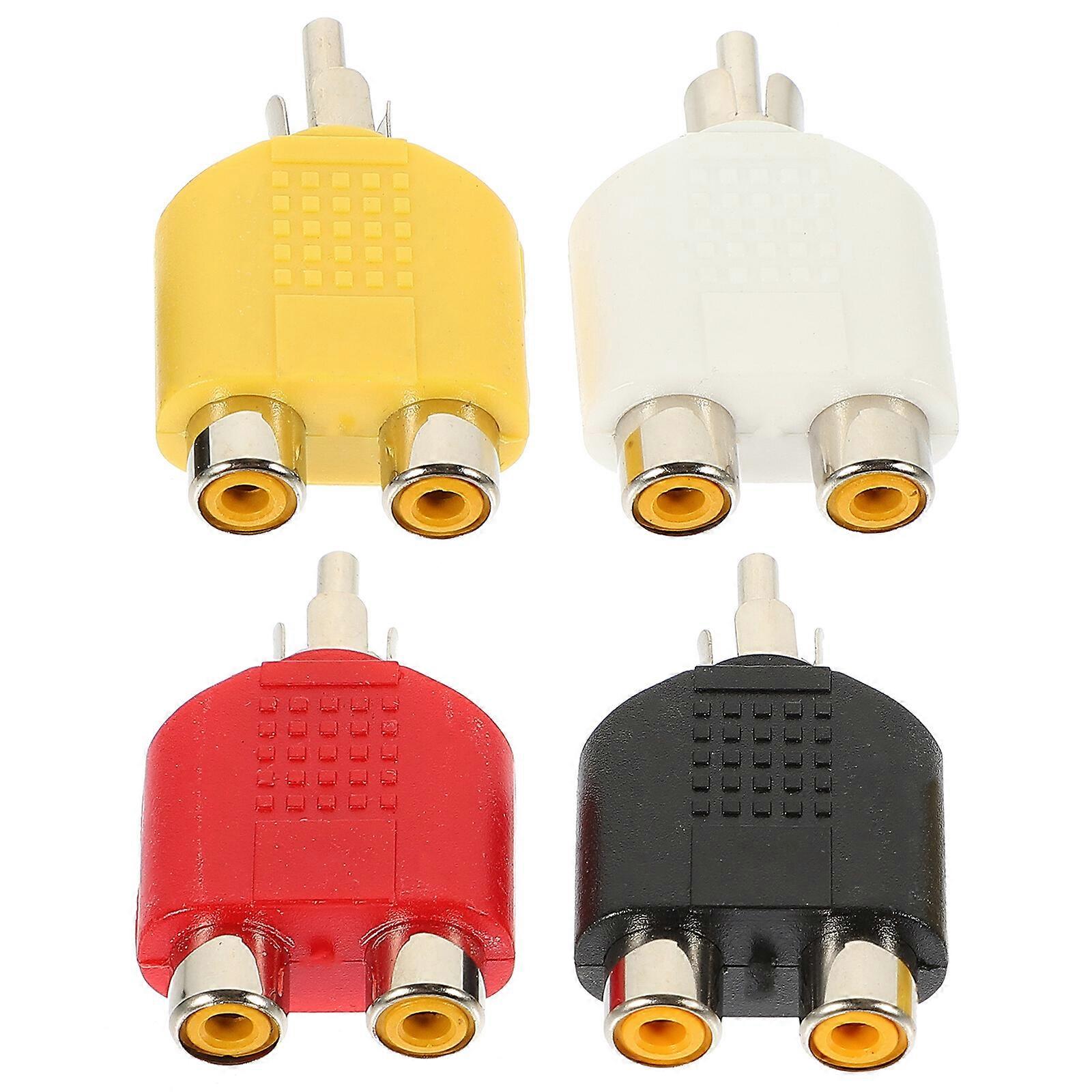 4pcs RCA Splitter macho para duplo fêmea RCA Y adaptador duplo RCA fêmea adaptador