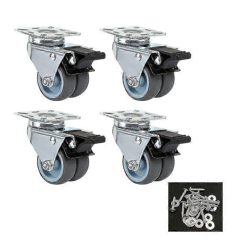 ブレーキロックとゴムホイール付き2インチキャスターホイール、トロリー家具用ヘビーデューティスベルプレートキャスター、ワークベンチと家具、サポート600 L