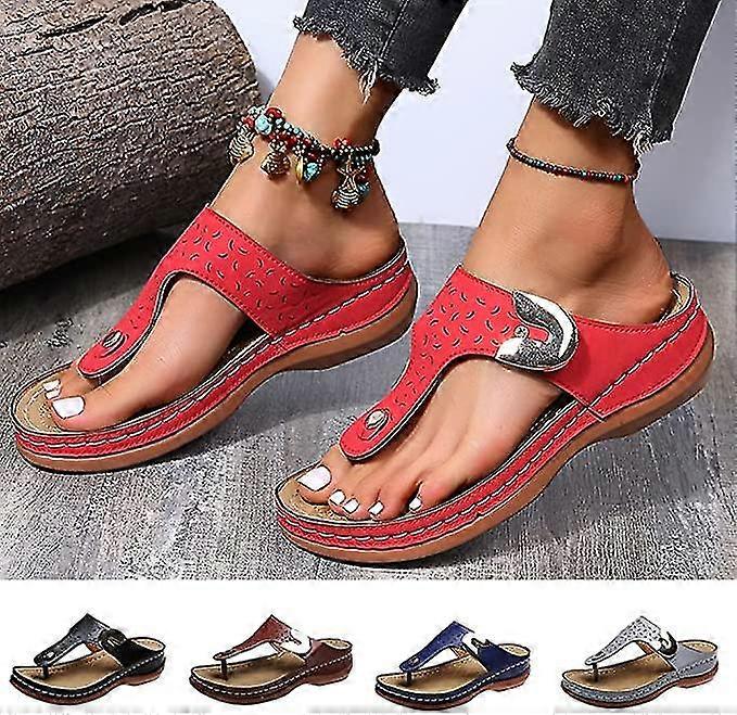 Damen Wedge Flip Flops Sandalen