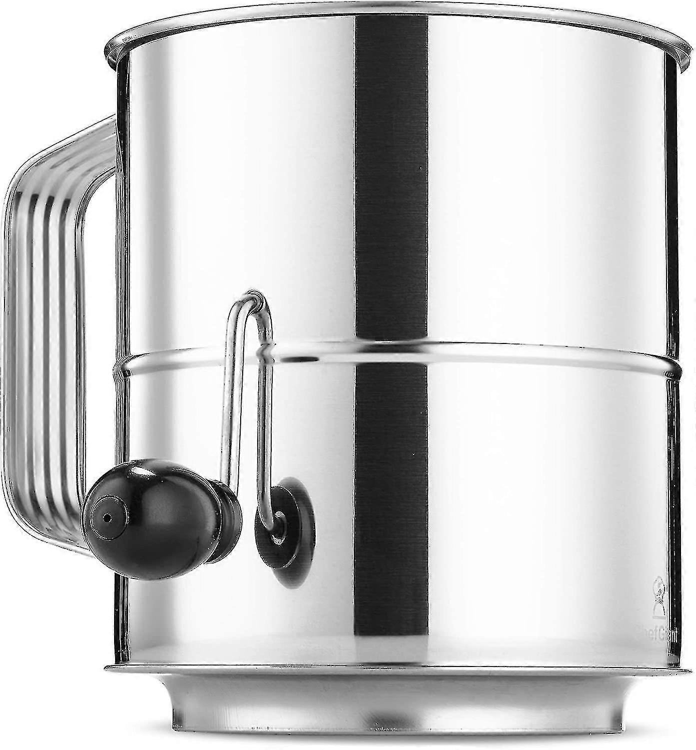 Stainless Steel Flour Sifter - Fine Mesh Rotary Hand Crank Flour Sifter With Agitator Wire Loop For Baking Cakes
