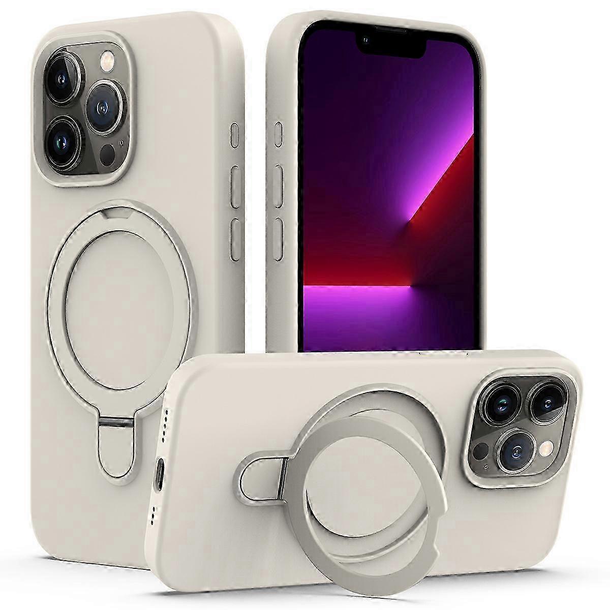 Para iPhone 16 Pro Max Capa Compatível com MagSafe Kickstand PC + Capa de Telefone de Silicone