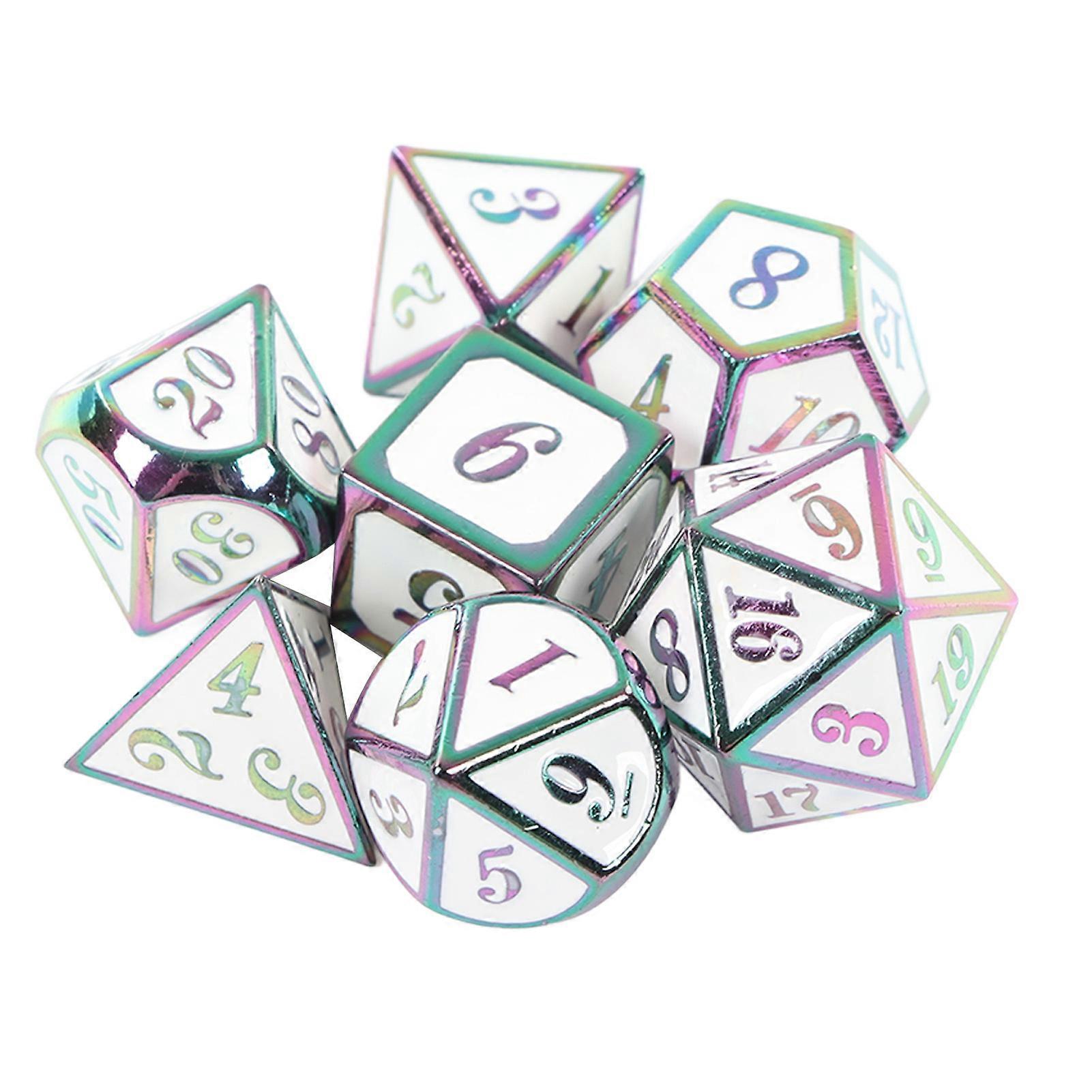 7pcs DND Metal Dice Set Different Shapes Zinc Alloy Polyhedral Dice for Role Playing Board Games