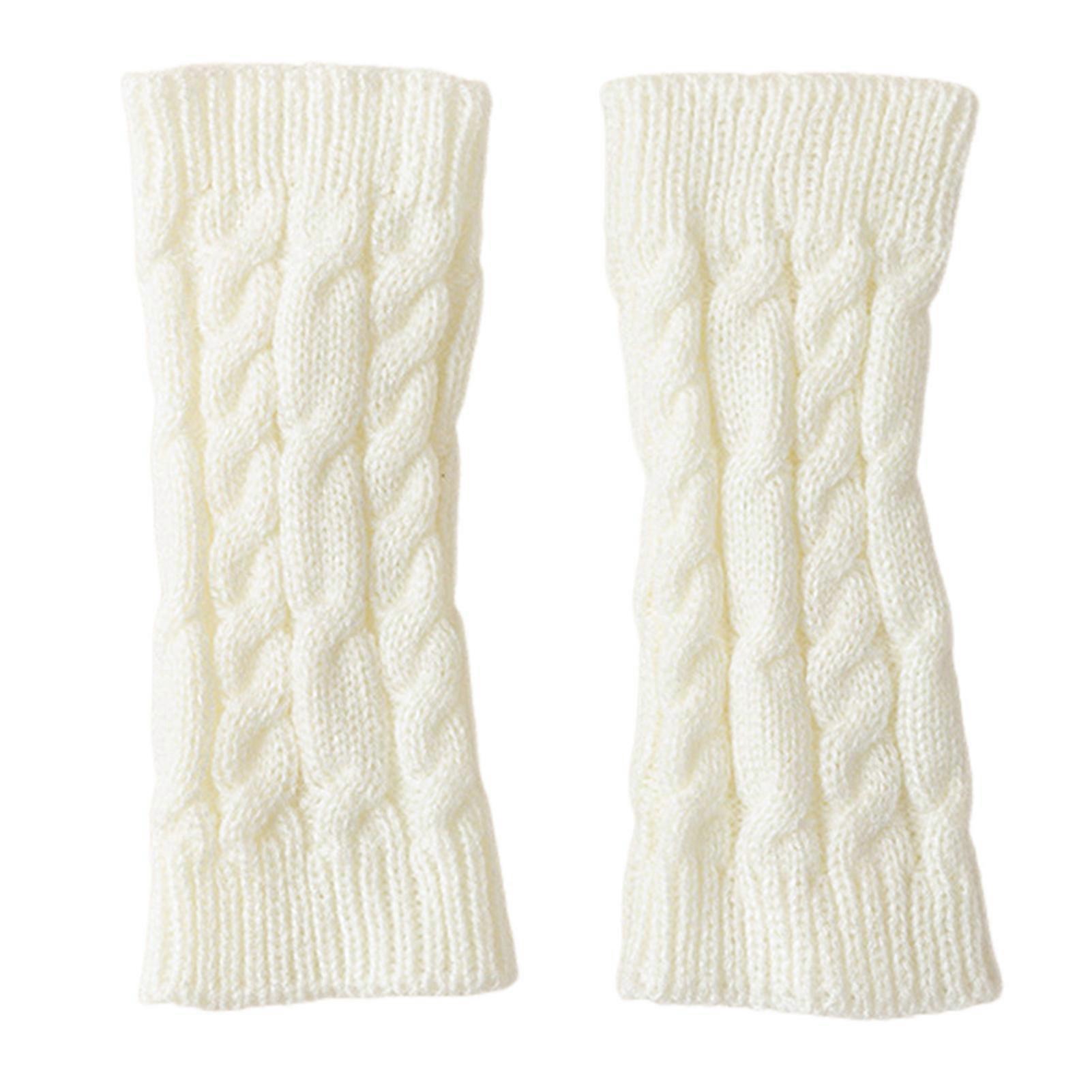 1 Pair Fall Winter Gloves Half-finger Knitted High Elasticity Non-slip Wrist Warmers Pure Color Keep Warm Windproof Cycling Writing Typing Gloves