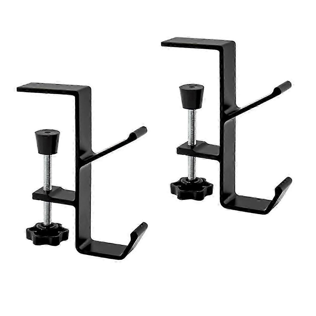 2 יחידות וו לתלייה על שולחנות לתיקים, וו מהדק לתליית תרמיל, קולב נייד לתלייה על שולחנות, מחזיק אוזניות לשולחן שולחן (שחור)