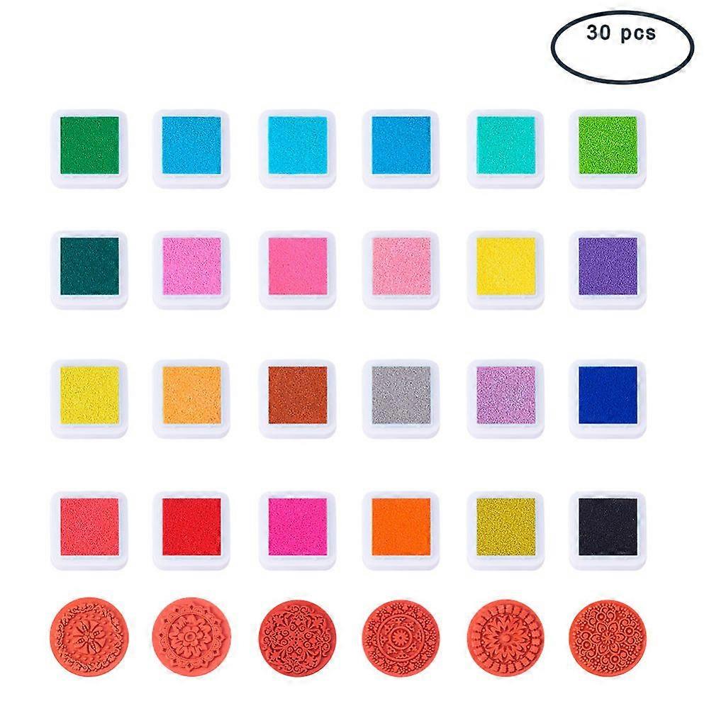 Floral Pattern Wood Stamps for DIY Scrapbook with Inkpads Rectangle Plastic Box with Sponge Flower/Floral Mixed Color 30x23mm