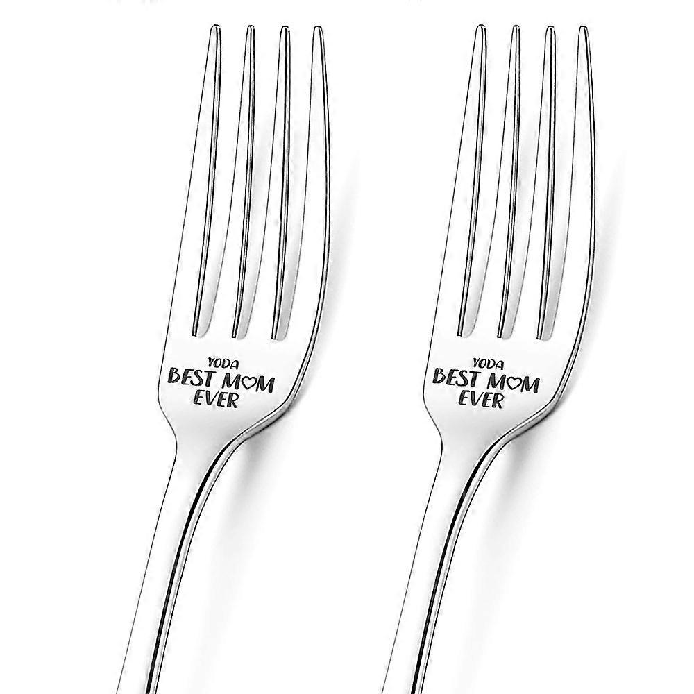 Word Pattern 304 Stainless Steel Fork with Coated Paper Cutlery Storage Box Word 200x24mm Fork: 2pcs/box