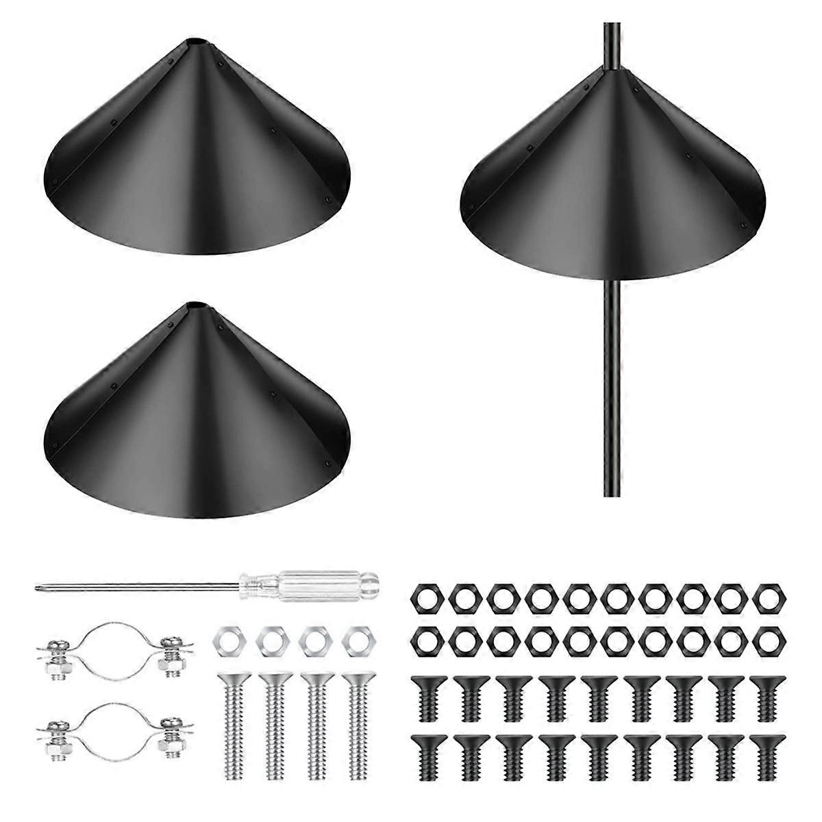 2 Pack Squirrel Baffle for Bird Feeders - Black Plastic Guard to Keep Squirrels Off, Fits Shepherd