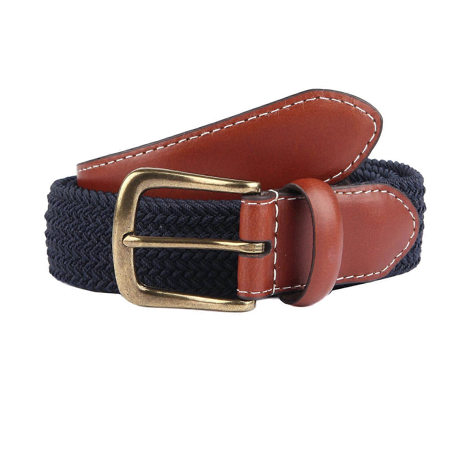 Dents Mens Elastic Stretch Belt Leather End Webbing 