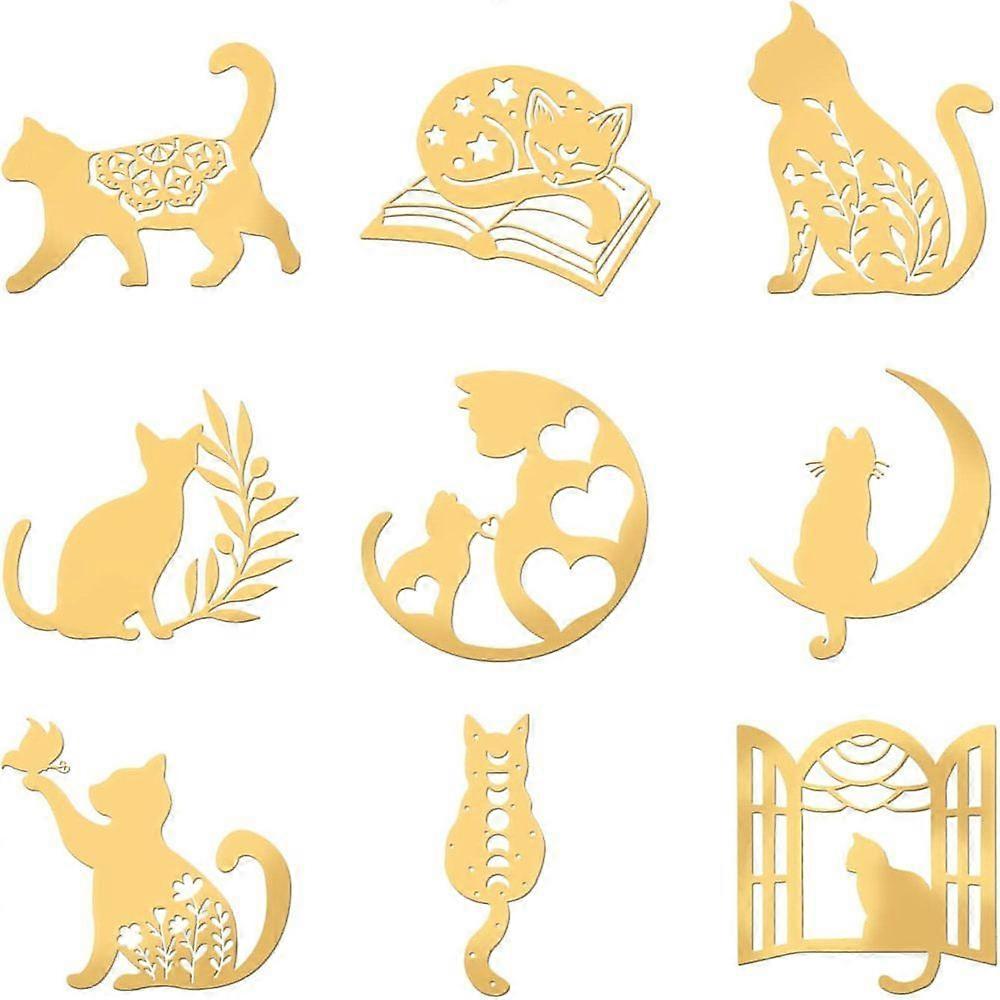 9Pcs 9 Styles Custom Carbon Steel Self-adhesive Picture Stickers Golden Wing Pattern 40x40mm about 1pc/style