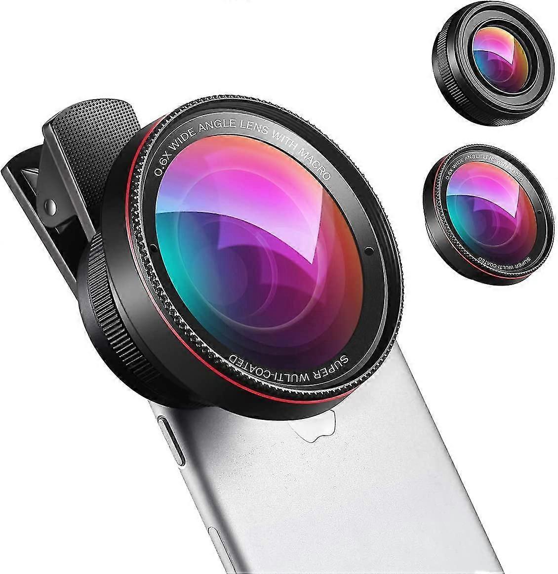 (new) Phone Camera Lens, 0.6x Super Wide Angle Lens, 15x Macro Lens, 2 In 1 Clip-on Cell Phone Lens Kit For Iphone, , Other Smartphones