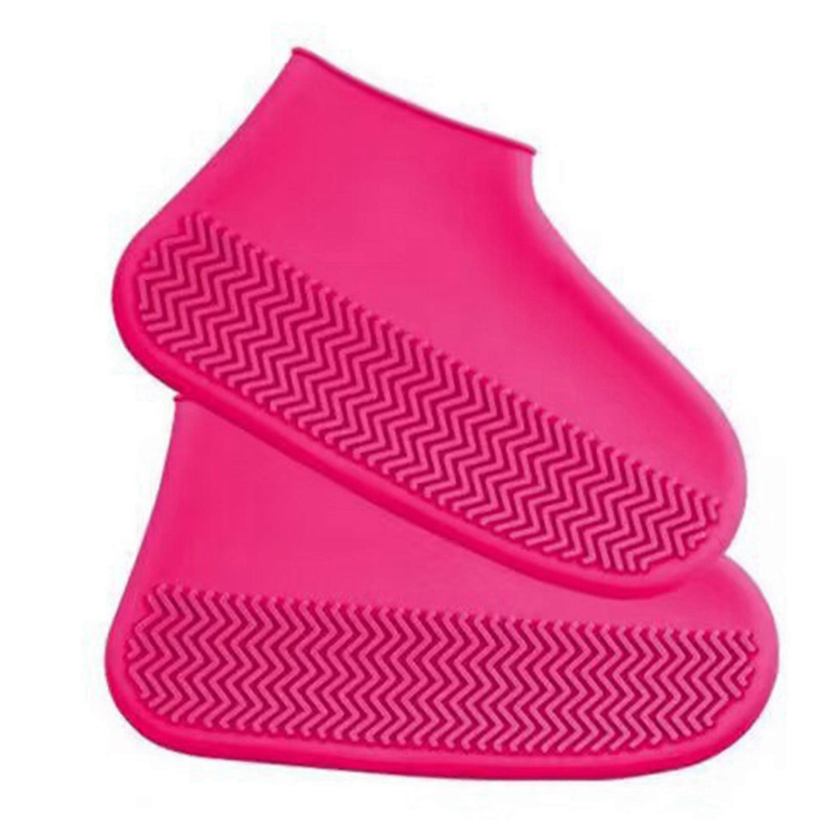 2 Pairs Waterproof Non-Slip Silicone Shoe Covers for Adults and Kids - Rain and Snow Overshoes for Outdoor Activities