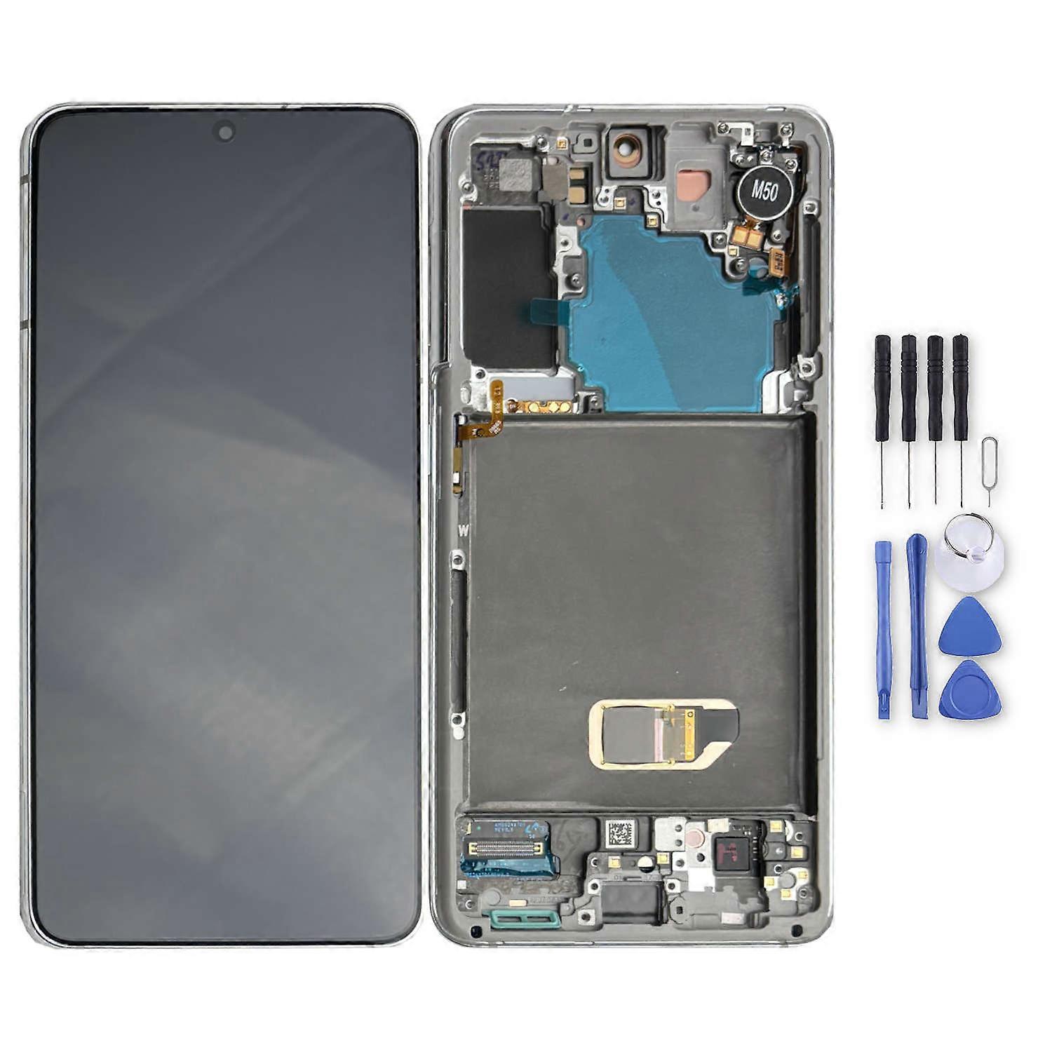 Samsung Galaxy S21 GH82-27256C Display LCD Unit Touch with Frame Spare Part Repair Phantom White