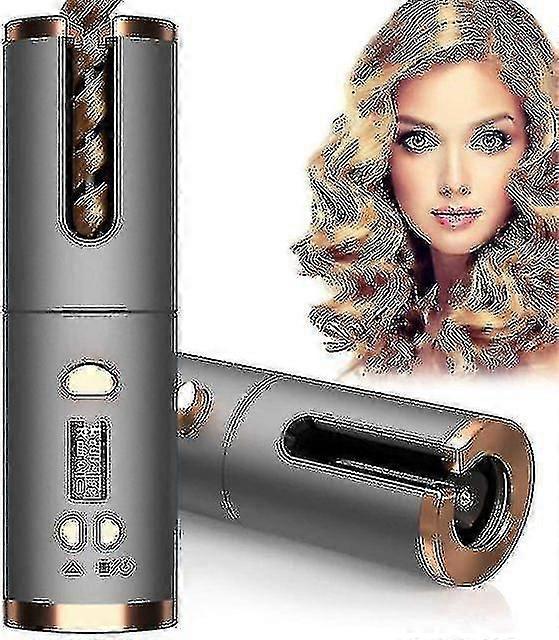 Wireless Automatic Hair Curler Rechargeable Rotating Curling Iron Led Display Temperature Adjustable