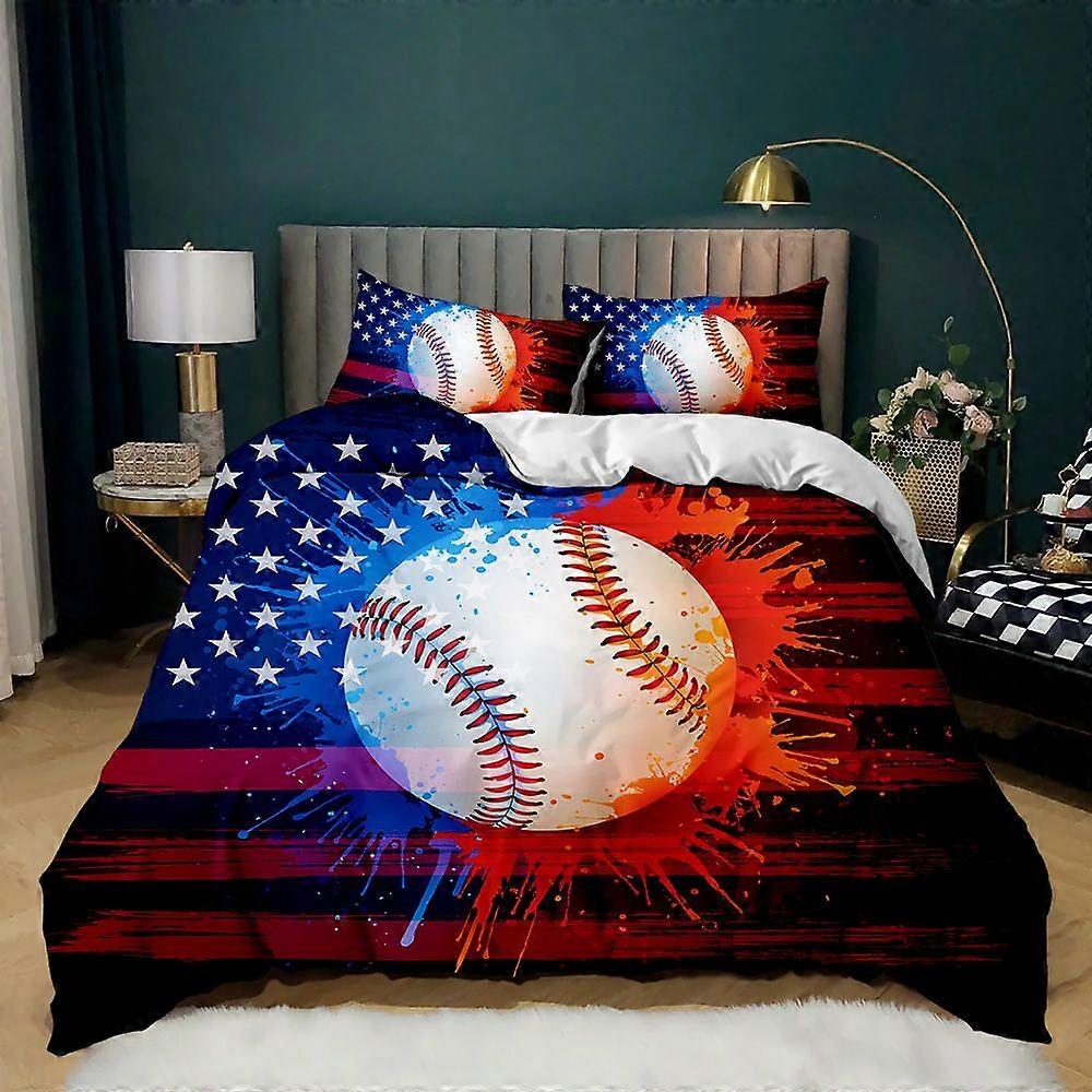 v1657 Lakan Baseball Påslakan Set Twin Queen King Size Boll Täcke Överdrag Sporttema Sängkläder Set Barn Pojkar Tonåring Polyester Täcke Överdrag 3-Pi