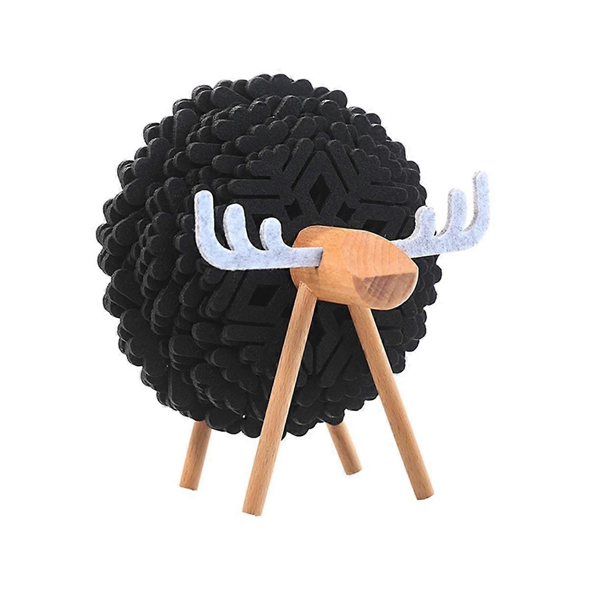 Sheep Shape Drink Coasters Cup Pads Insulated Round Felt Cup Mats Home Office Table Decor Art Crafts Black