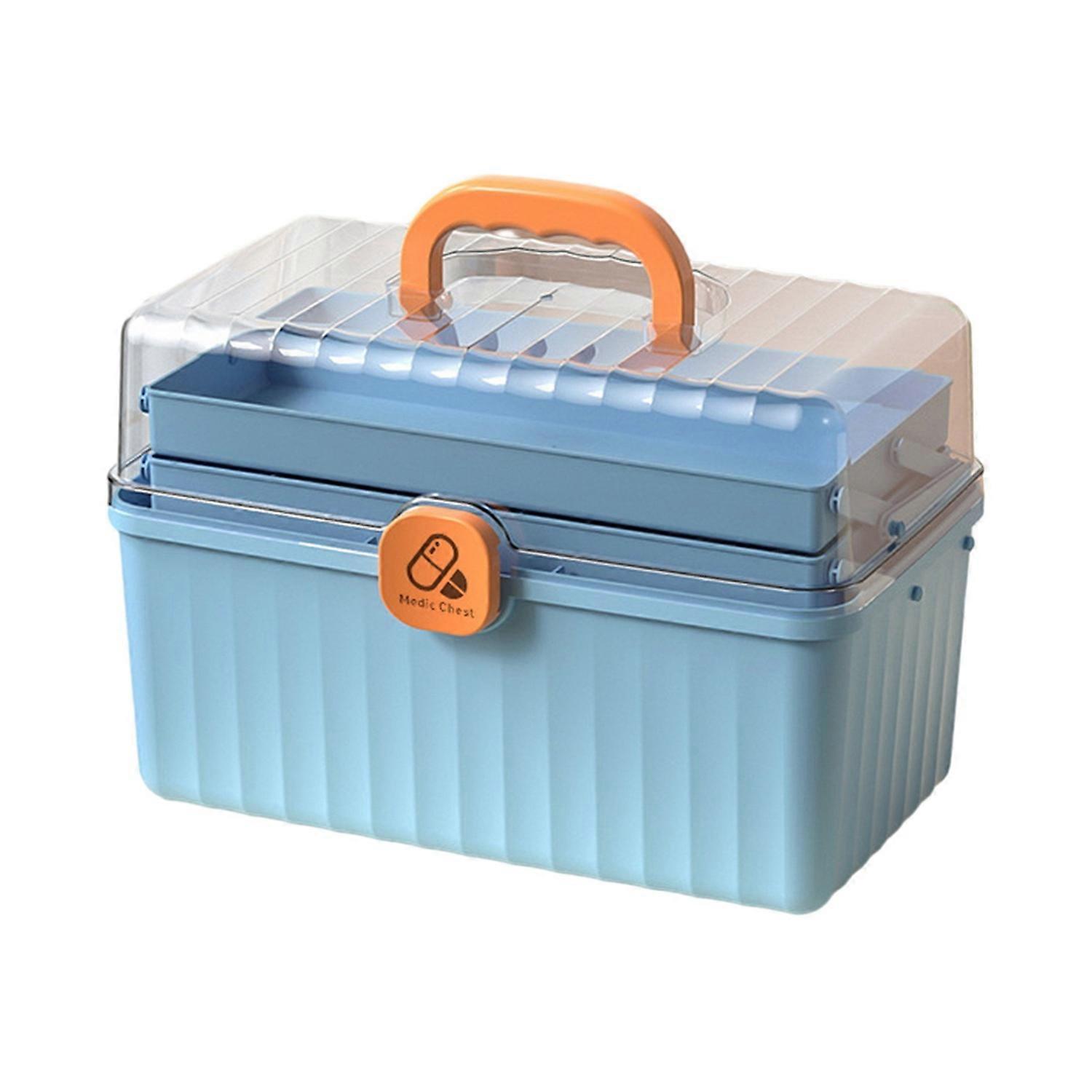 Large Capacity Pill Storage Box with Handle Three Layer Transparent Lid Design Dustproof Sealed