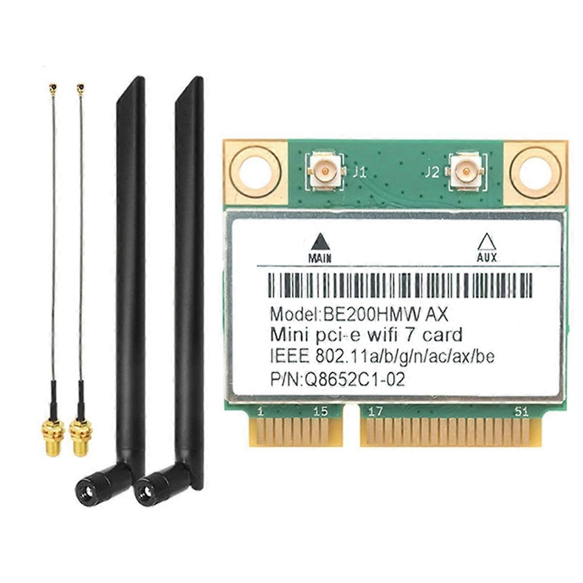 WiFi 7 PCI-E WiFi Card BE200 BE200HMW 8774Mbps 2.4G/5G/6Ghz for Bluetooth 5.4 802.11BE Network Adapter External Antenna
