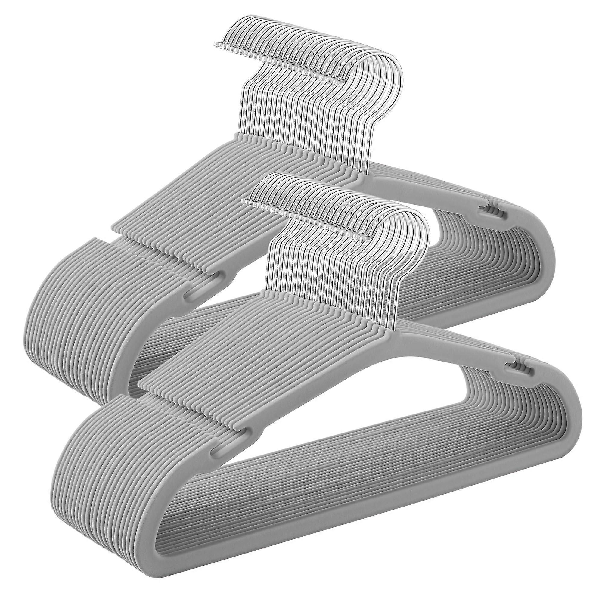 50 Pack Non-Slip Velvet Hangers 14 x 8 Inches for Closet Organization Space Saving and Smooth Fabric Finish