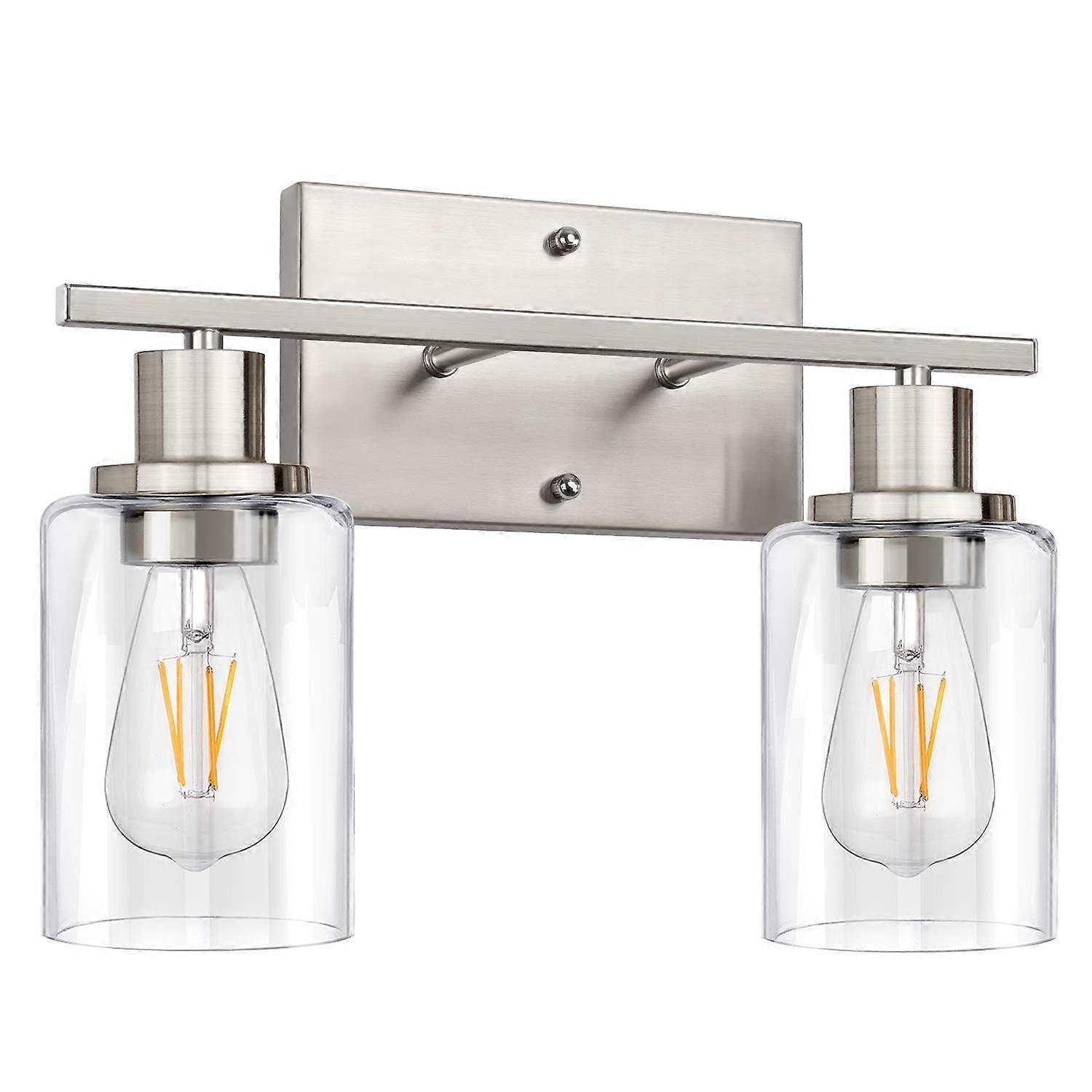 2-Light Bathroom Vanity Fixture, Brushed Nickel