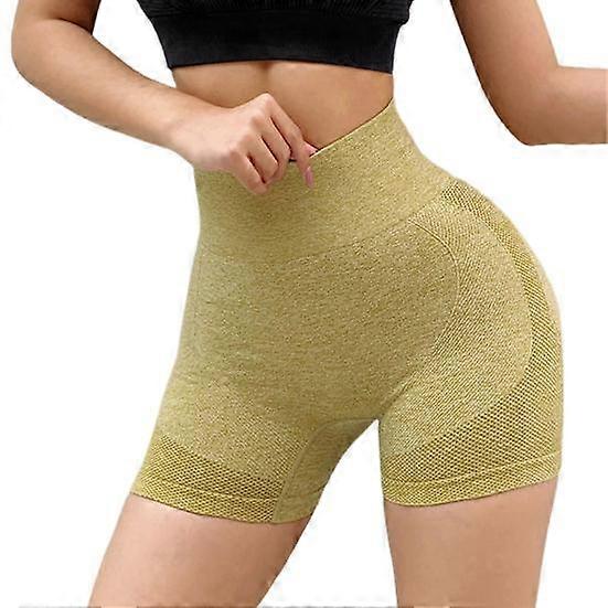Yoga Shorts Slim Elasticity Tummy Control Solid Color Seamless Quick Dry Fit High Anti-exposure Butt Lifted
