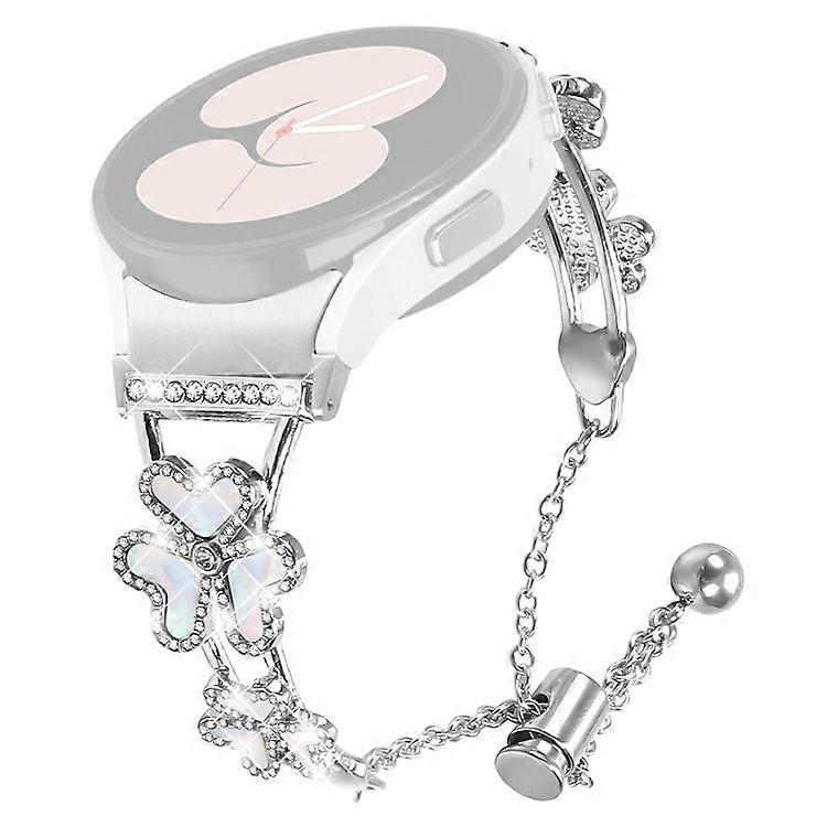 Metal Band with Connector Compatible For Samsung Galaxy Watch7 44 / 40mm Classic Heart Clover Decor Watch Strap