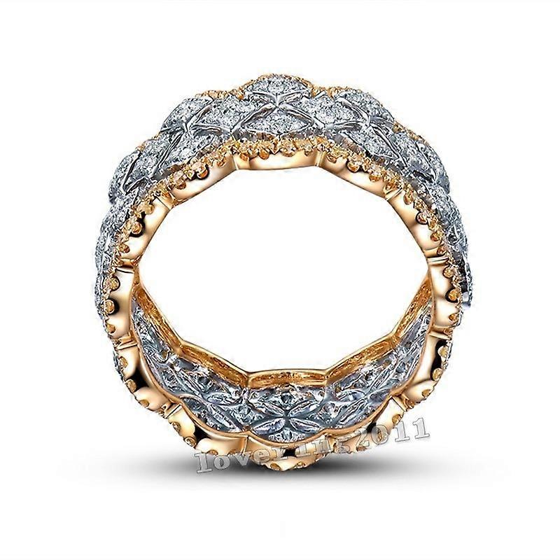 Plated Color Micro Set Ring Luxury Diamond Gold Wedding ring Size:8