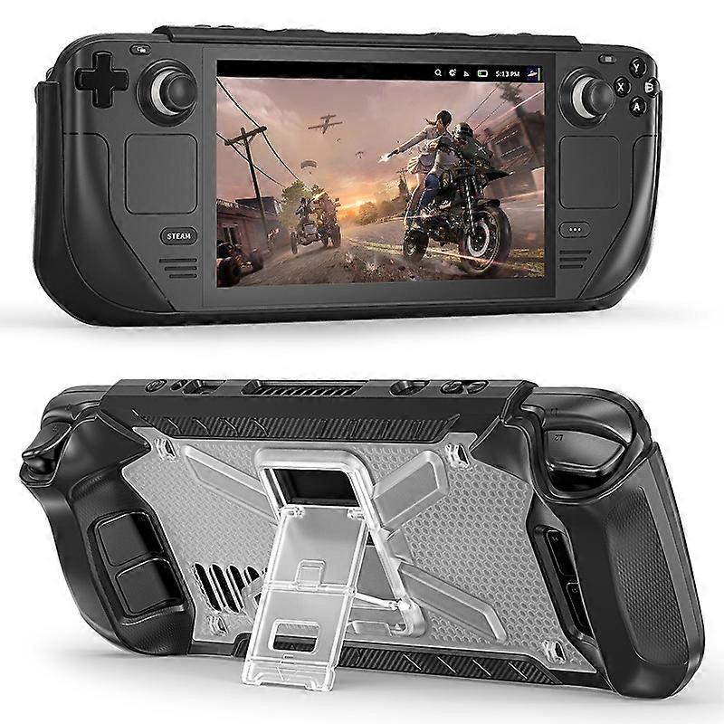 For Steam Deck 2022 TPU+PC Protective Cover with Kickstand Anti-scratch Case-Transparent