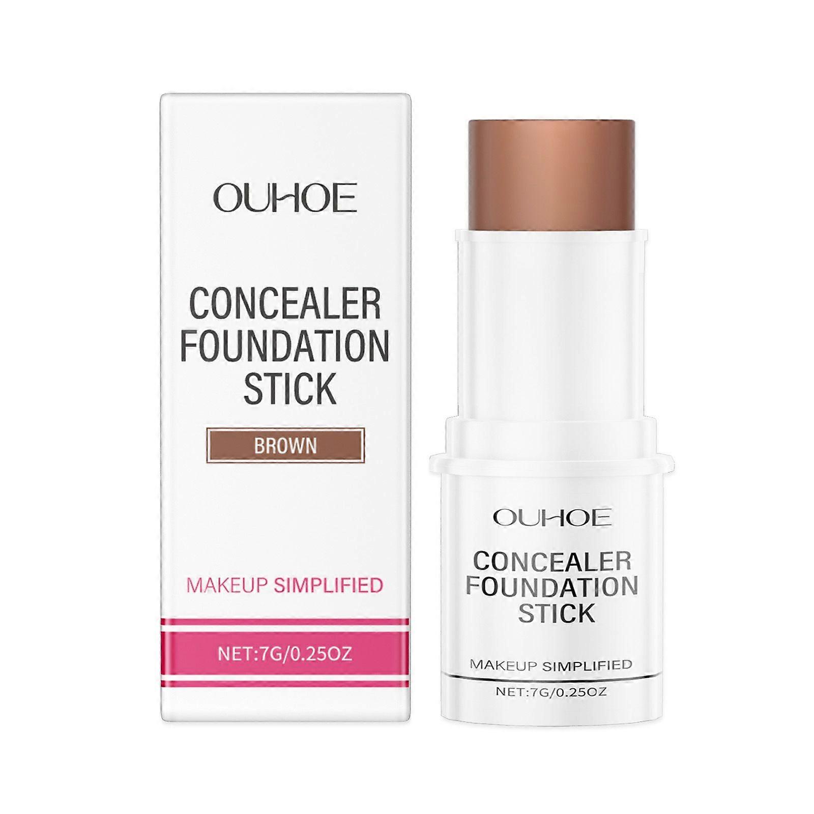 Ouhoe Brown Concealer Stick Foundation Portable Lightweight Moisturizing Lightweight Natural Moisturizing