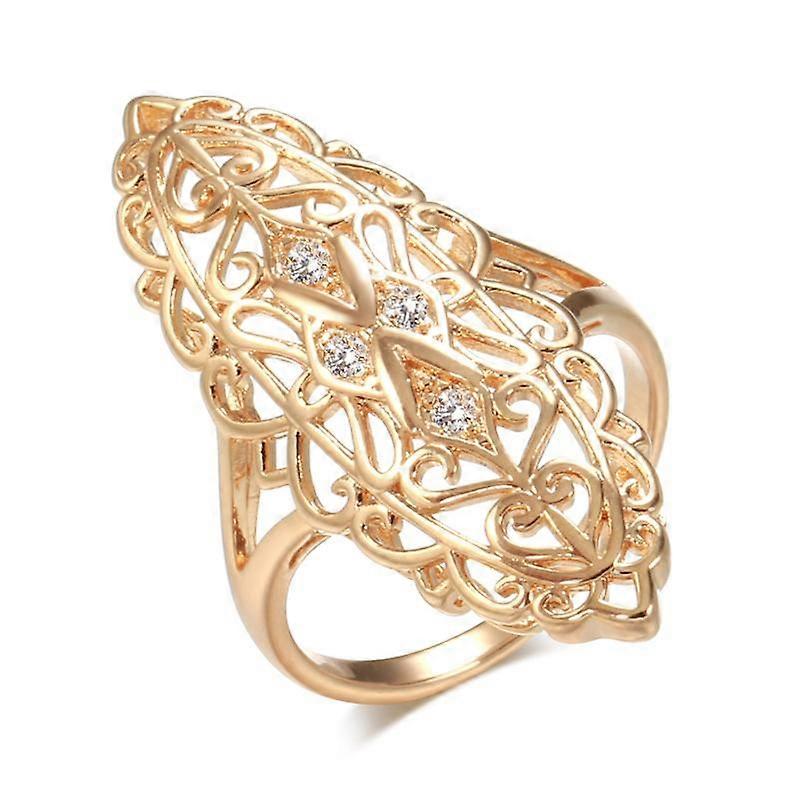 Kinel Vintage Openwork Big Size Ring With Rose Gold