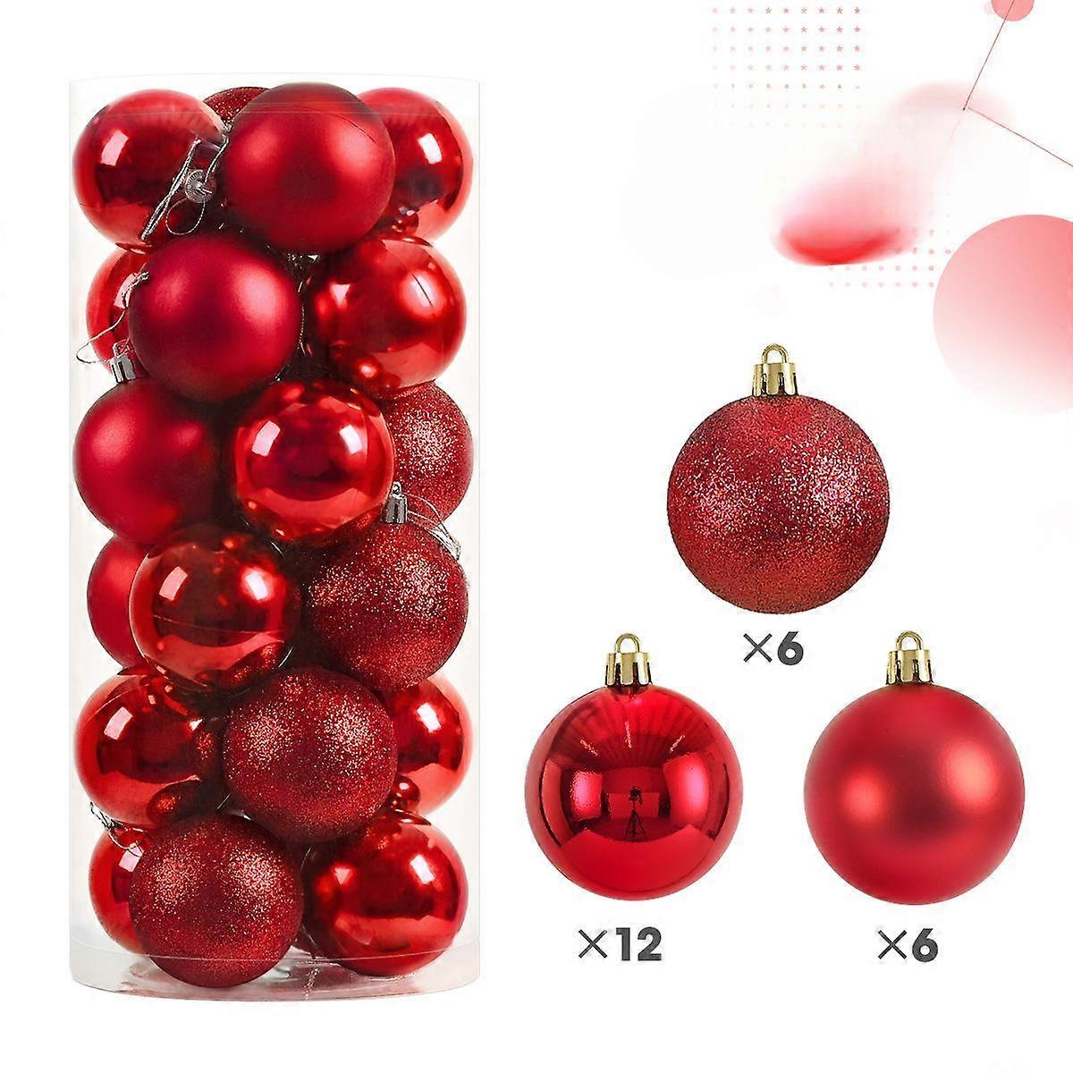 24τμχ 3/4/6/8cm Χριστουγεννιάτικες μπάλες Χριστουγεννιάτικα στολίδια δέντρων Μπάλα Χριστούγεννα κρεμαστά μενταγιόν δέντρο Home Party Χριστουγεννιάτικο δέντρο Διακόσμηση Πρωτοχρονιάτικο δώρο