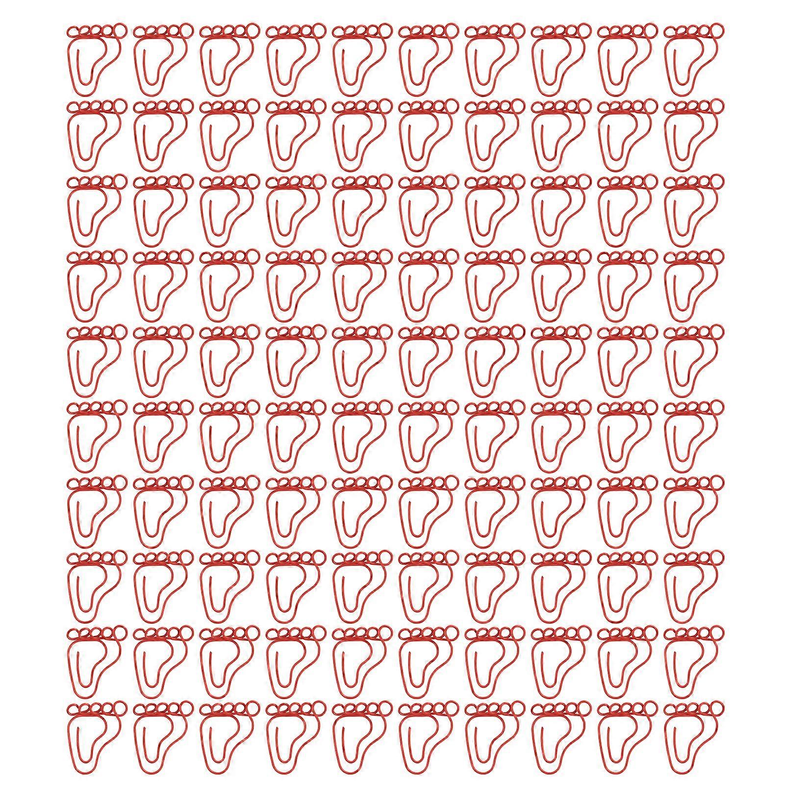 100pcs Paper Clip Foot Shape Cute Anti Slip Portable Paperclip for Bookmark Office Document File