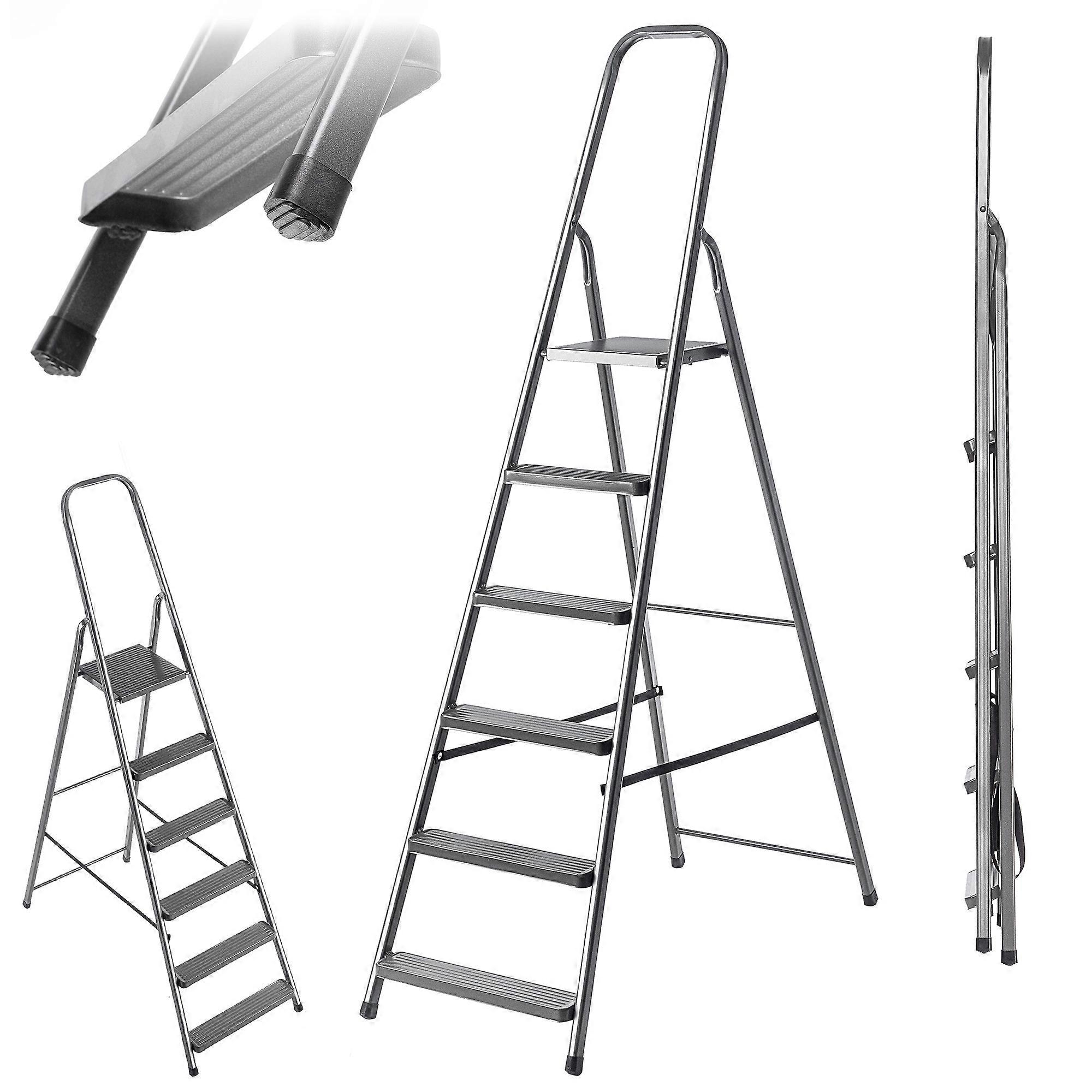 KADAX Stahlleiter 6 Stufen Klappleiter Solid 125kg