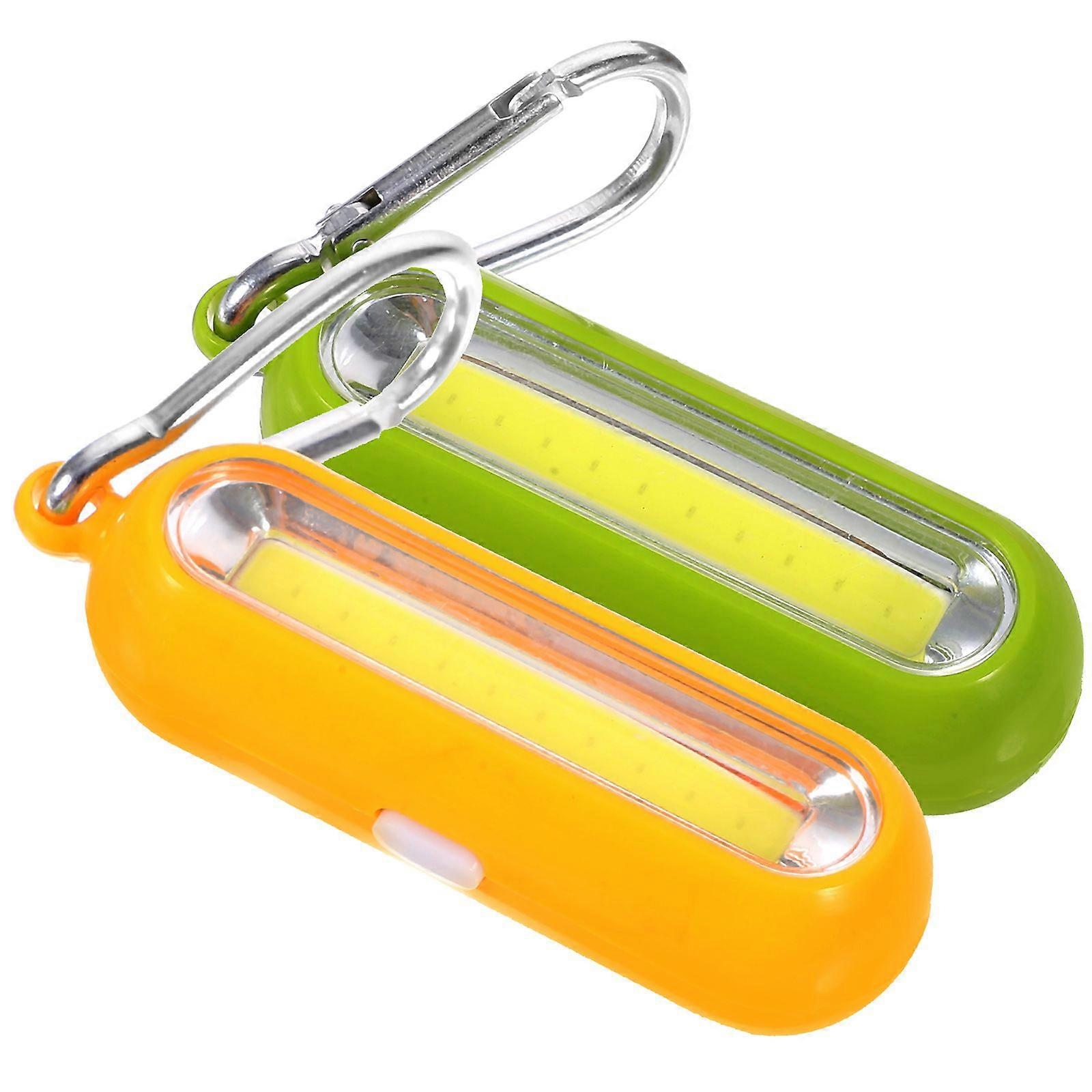2PCS Key Chain Flashlight Hard Light Keyring Torch Outdoor Emergency Illuminating Lamp Portable Mountaineering Buckle Camping Lamp for Outdoor Use Wit