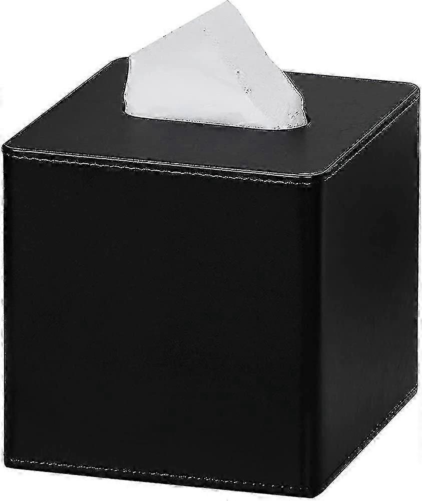 firkantet vev boks pu skinn vev boks holder for dresser bad dekor (svart)