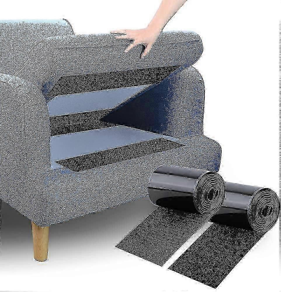Non-slip Couch Cushion Gripper - Self-adhesive Hook Loop Tape To Keep Couch Cushions From Sliding, 10cm X 1.5m In Black