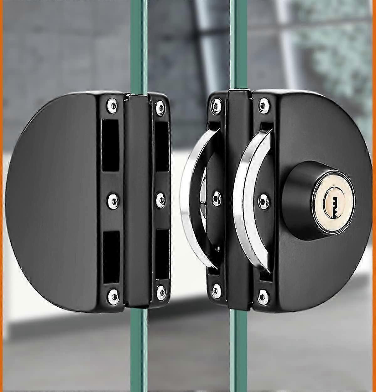 لا حفر الفولاذ المقاوم للصدأ زجاج الباب قفل الباب الزجاجي المركزي قفل مزدوج انزلاق الباب الزجاجي الأسود