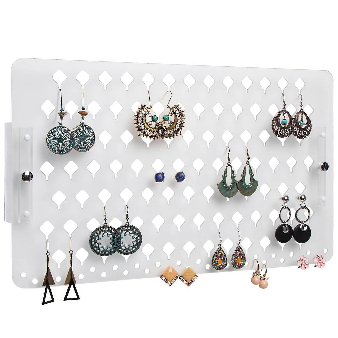 Frosted Acrylic Wall Mount Earring Holder Jewelry Rack Display 15.7 x 9.4 x 0.9 in for Organizing Earrings and Accessories