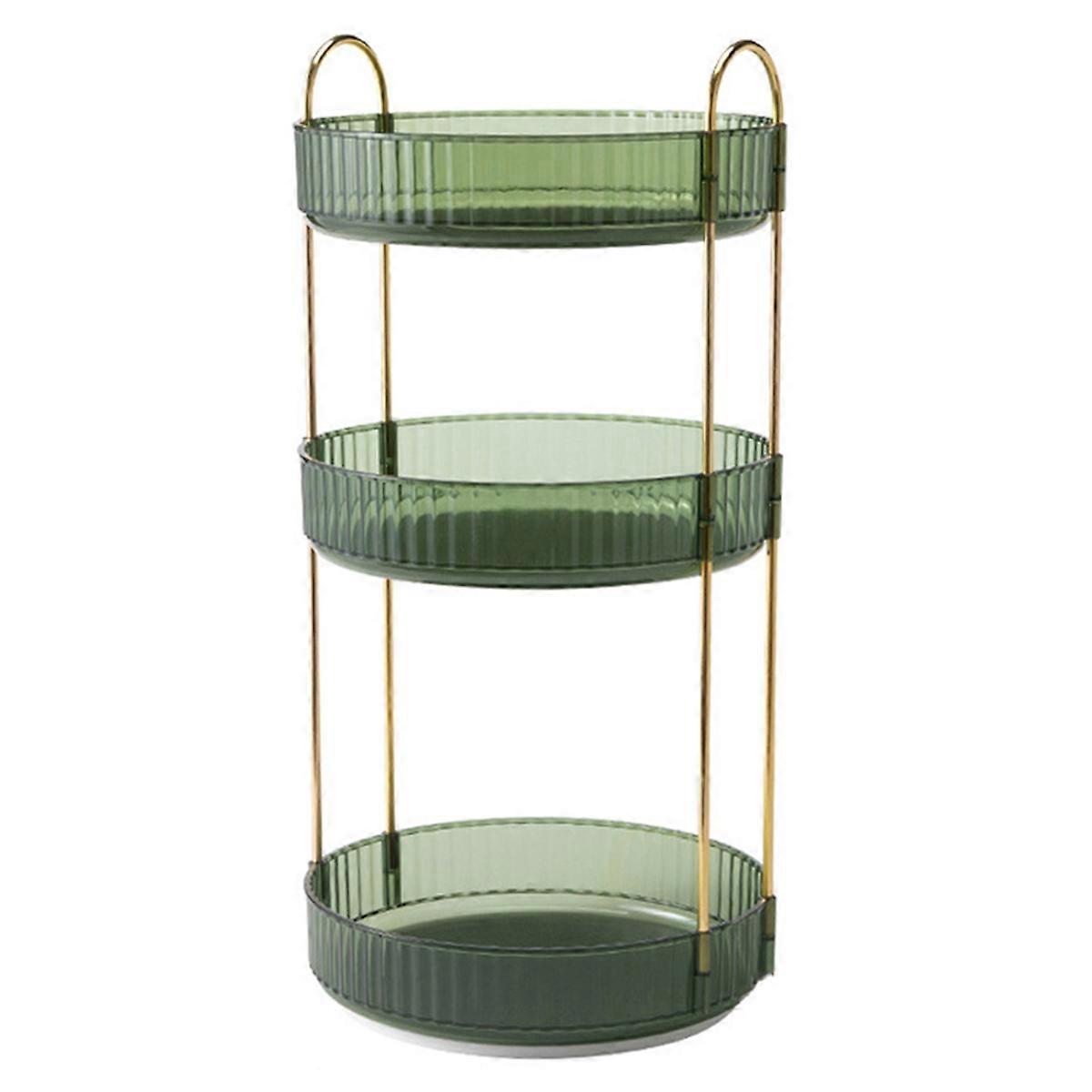 3 Tier High-Capacity Rotating Makeup Organizer,Dark Green