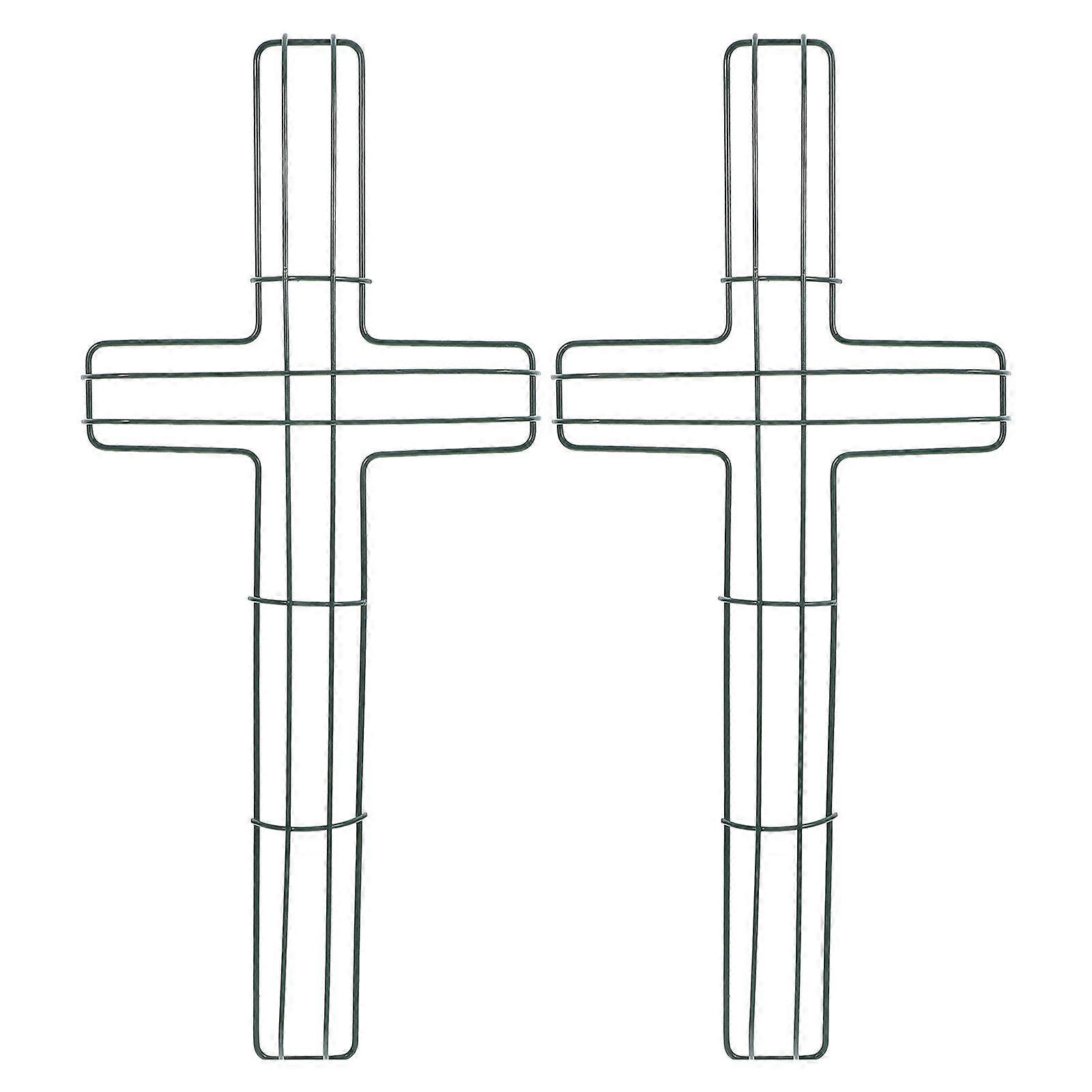 2Pcs Easter Iron Wreath Frames Cross Shaped Garland Frame Wreath Making Supplies