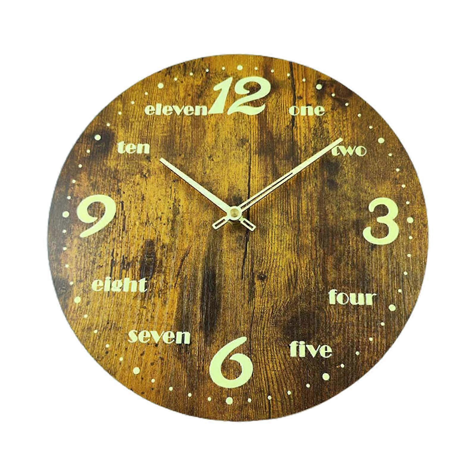 Glow in The Dark Wall Clock 12" Non-Ticking Silent Large Clocks Battery Operated Rustic Decorations Easy to Read