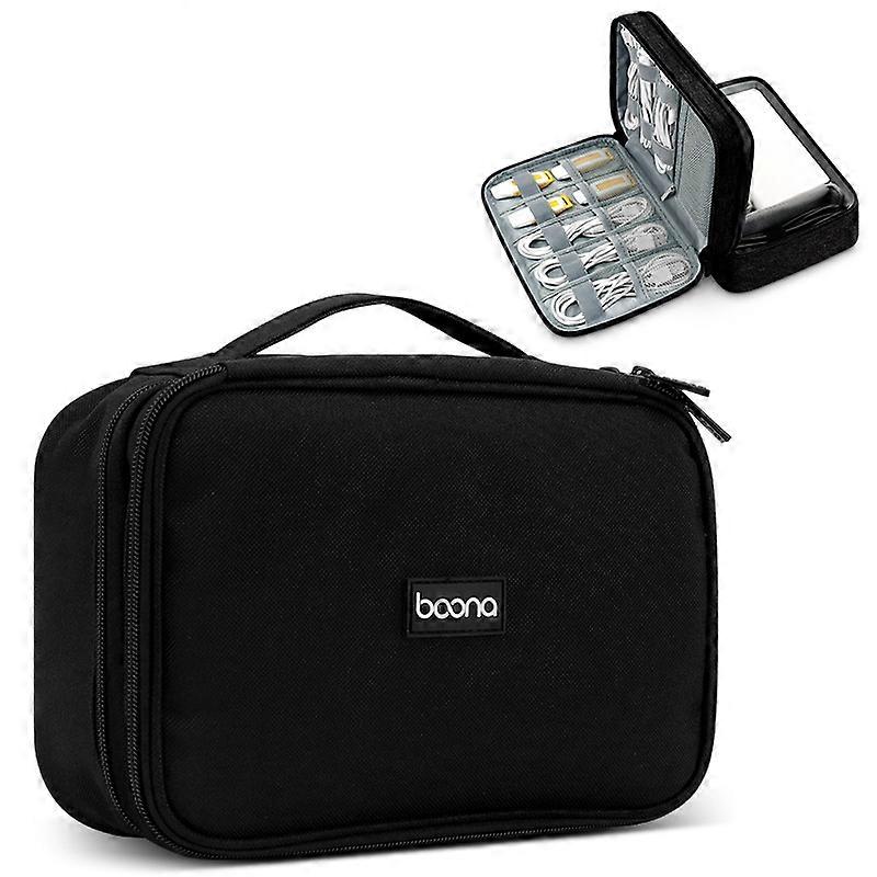 Baona Multifunctional Earphone Data Cable Digital Storage Bag, Spec: 2-layer Box (Black)