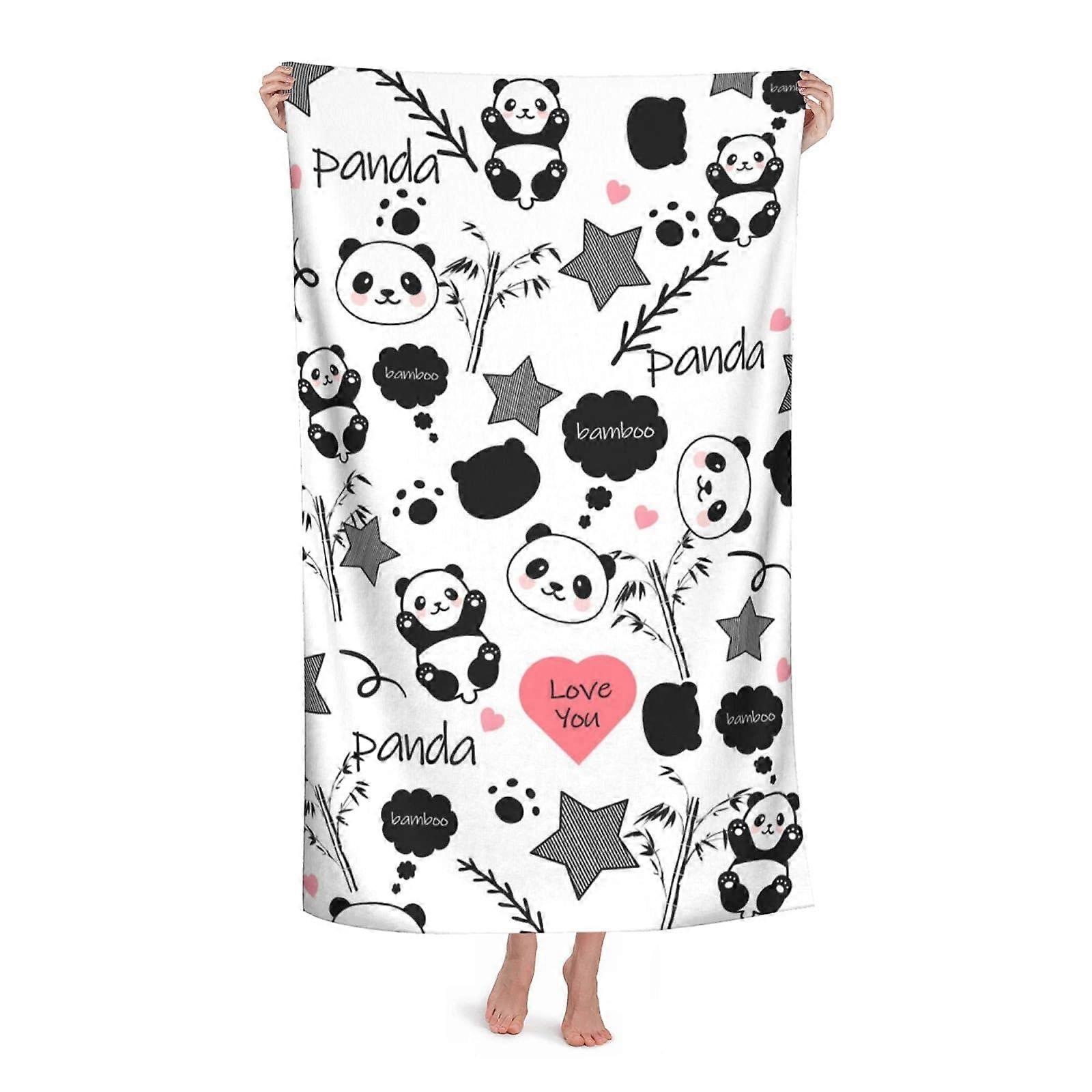 Beach Towel Cute Panda Super Absorbent Quick Dry Oversized for Pool 52' X 32'