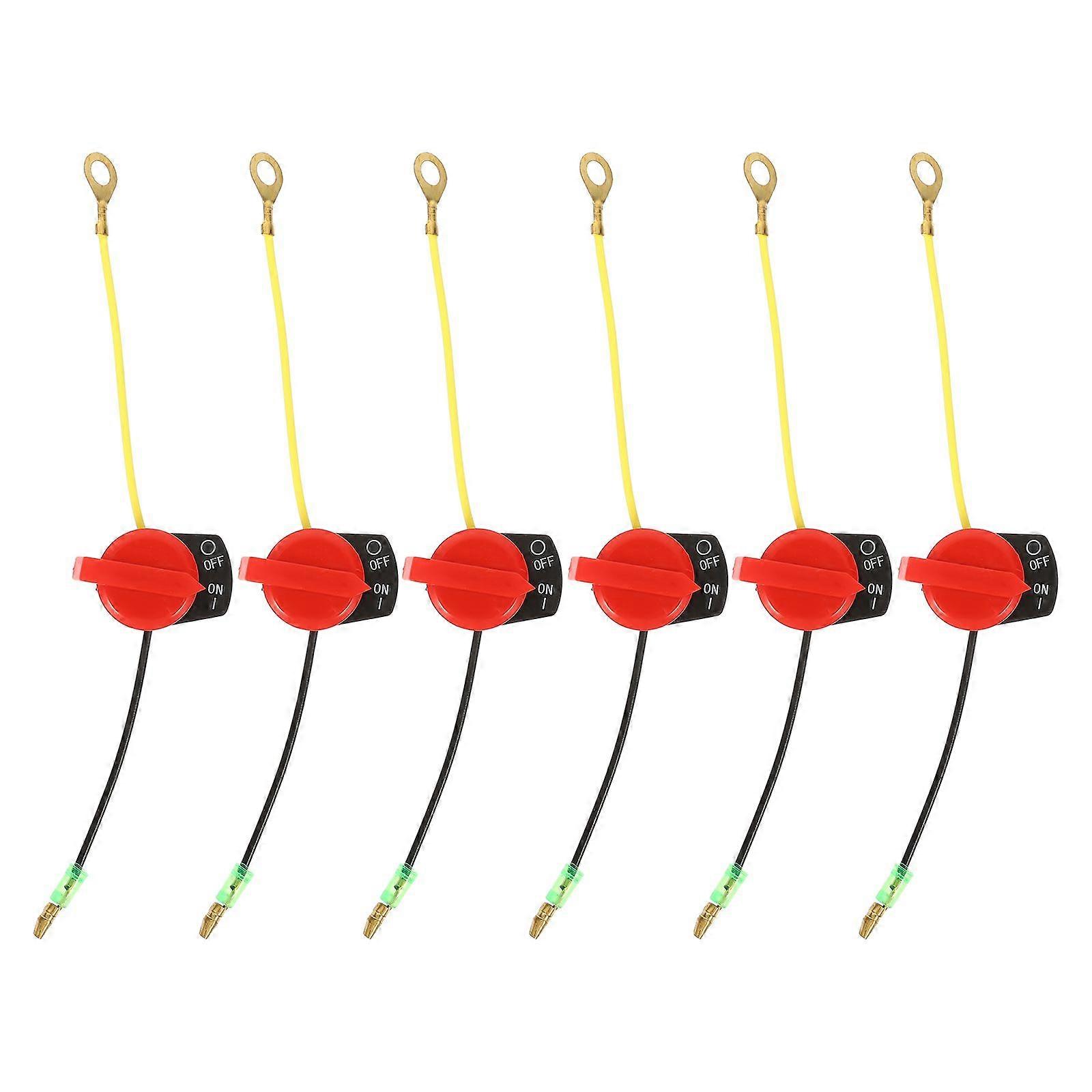 6pcs On Off Engine Stop Switch Engine Switch  Engine Generators Lawn Mower Supplies (Single Head Single Line)