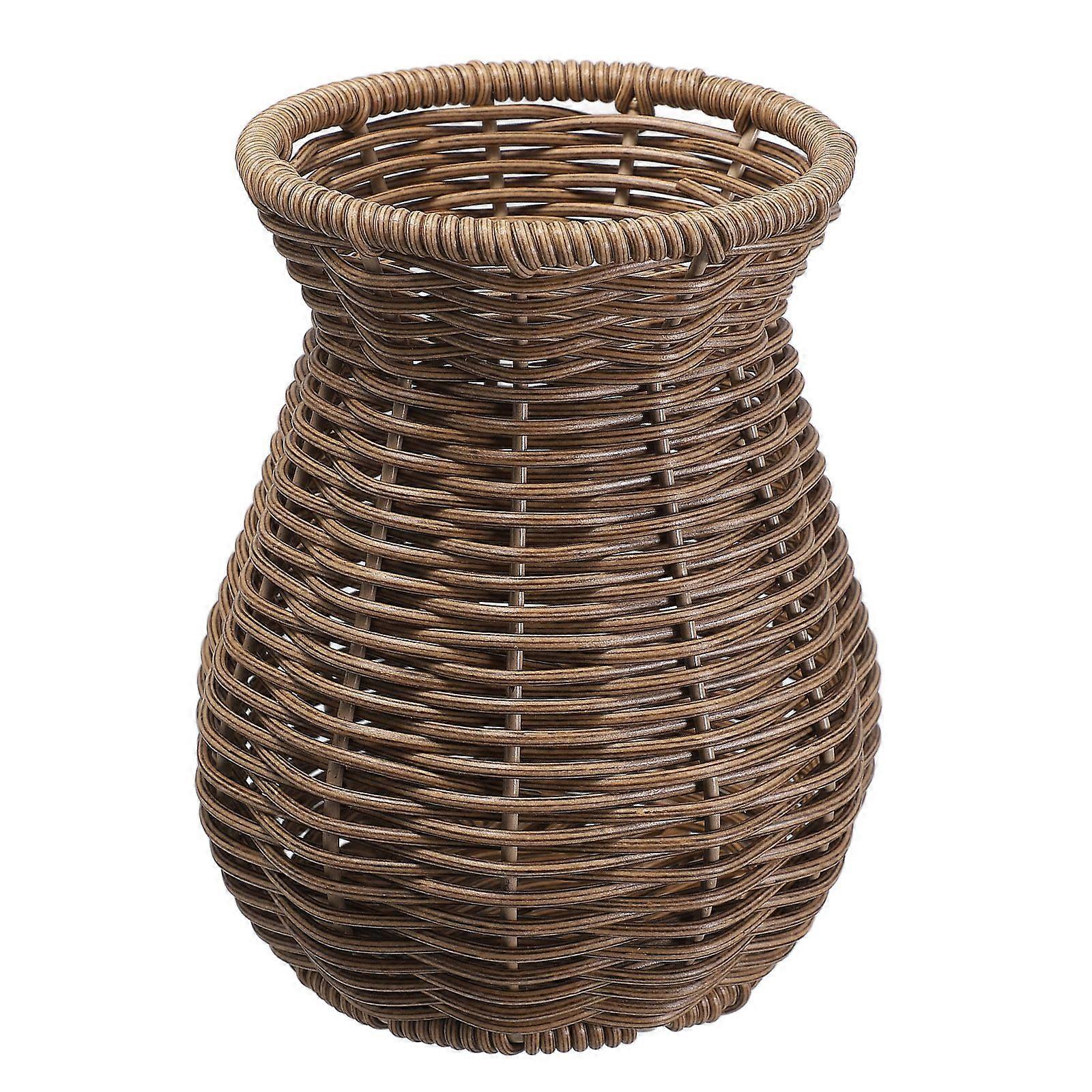Pastoral Style Decorative Vase Rustic Imitation Rattan Woven Vase for Home