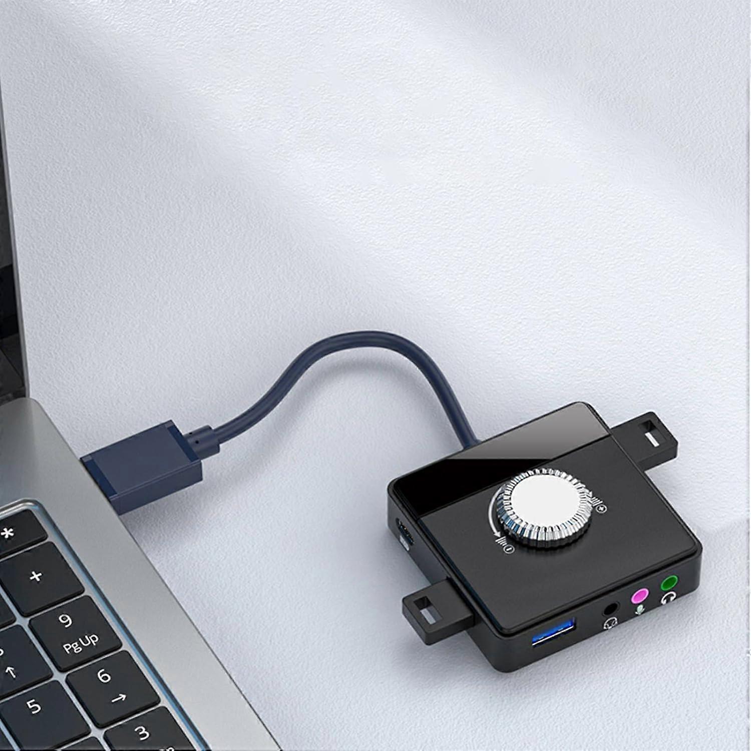 USB Sound Card Adapter for PC and Laptop, External Plug and Play Audio Adapter with 3.5mm Interface and Volume Control