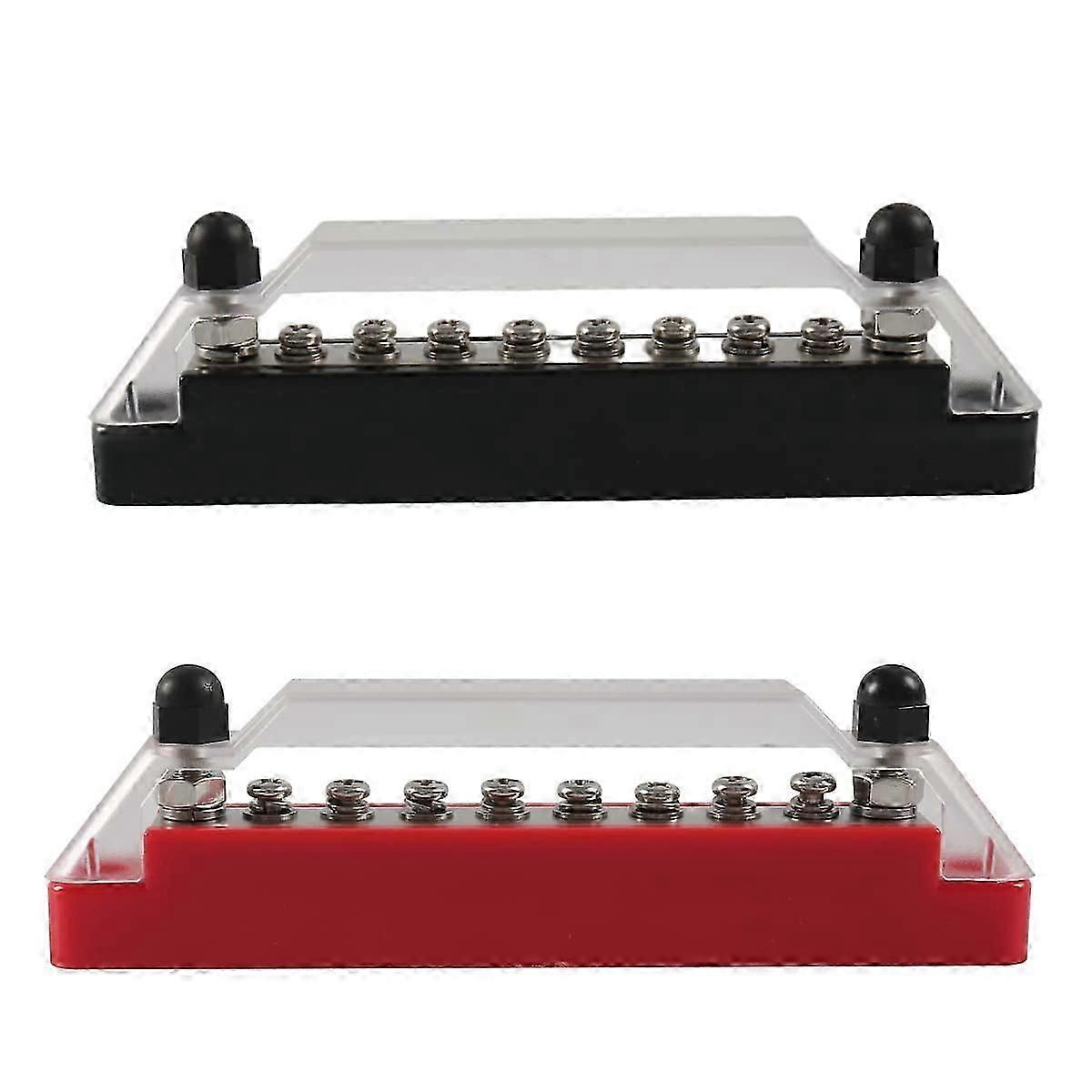 8 Terminals Bus Bar,DC 150A Bus Bar Block with Cover,2PCS Bus Bar Battery Power Distribution Block 4 X M6 Car Terminal Block Studs 3 X M4 Terminal Scr
